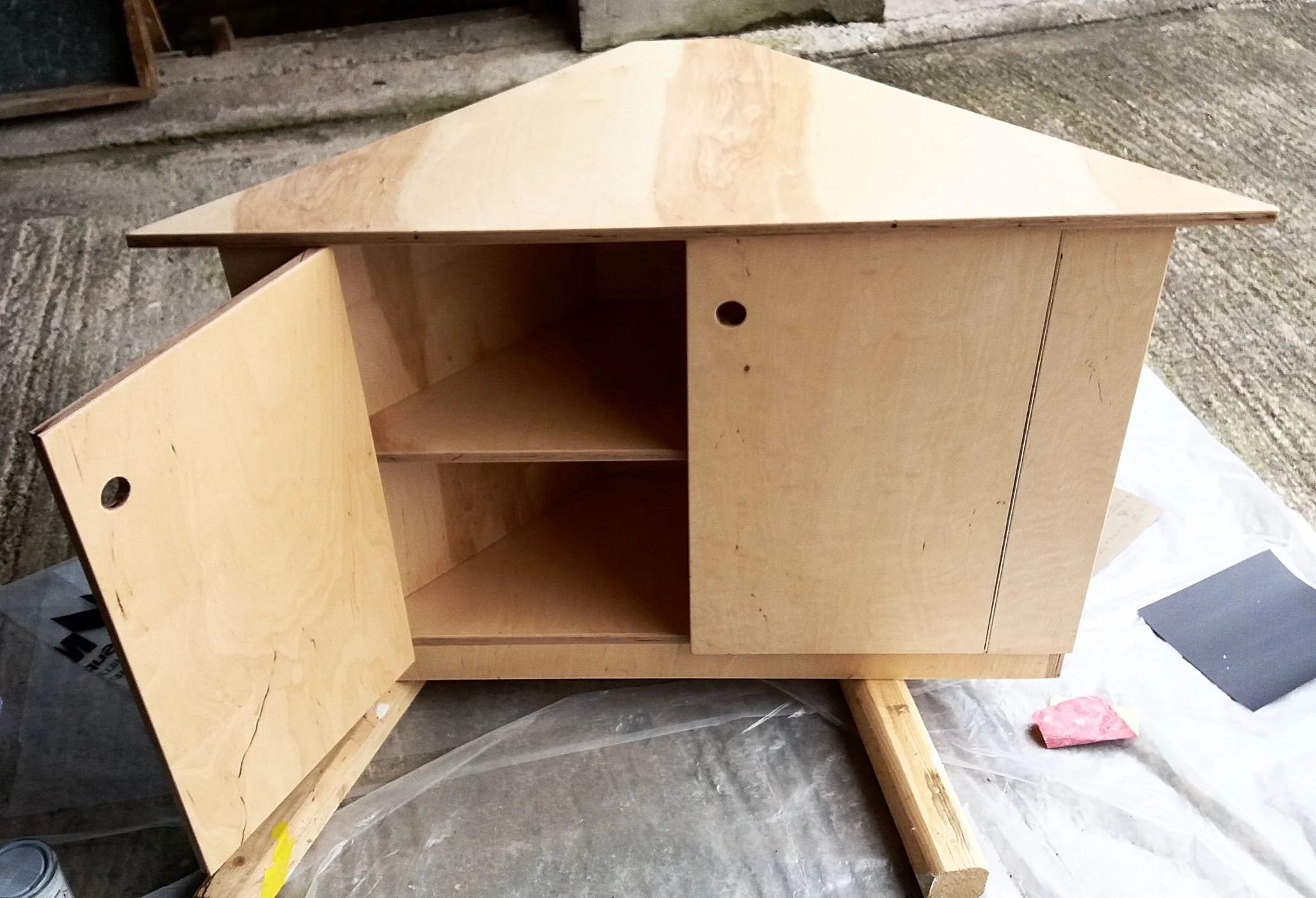 Birch Ply Corner Cabinet
