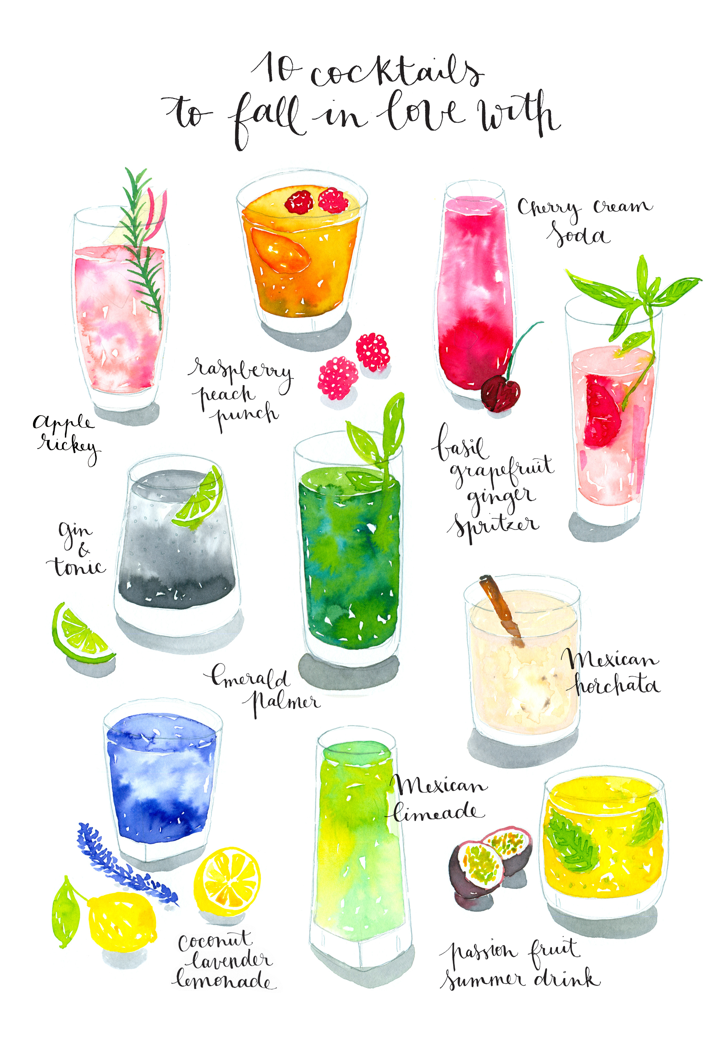 Design Your Own Mixed Drink - Original Illustrations and Recipes
