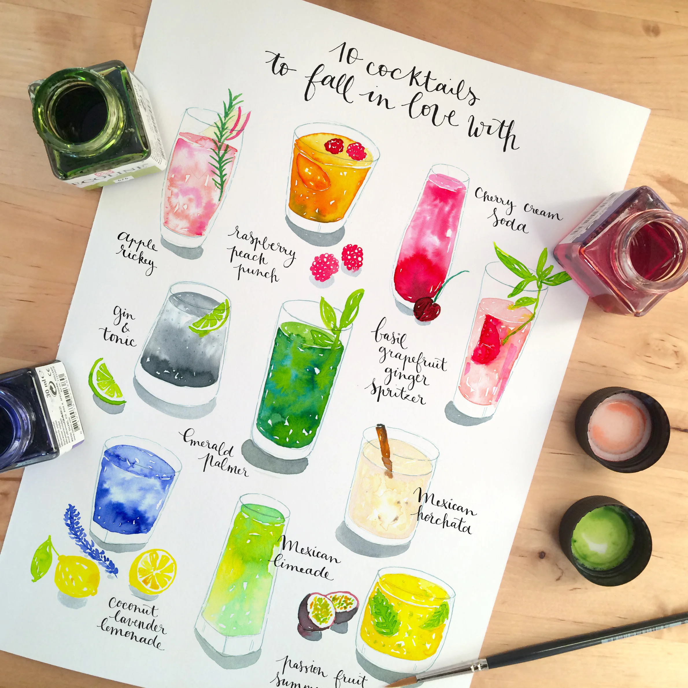 watercolor cocktails