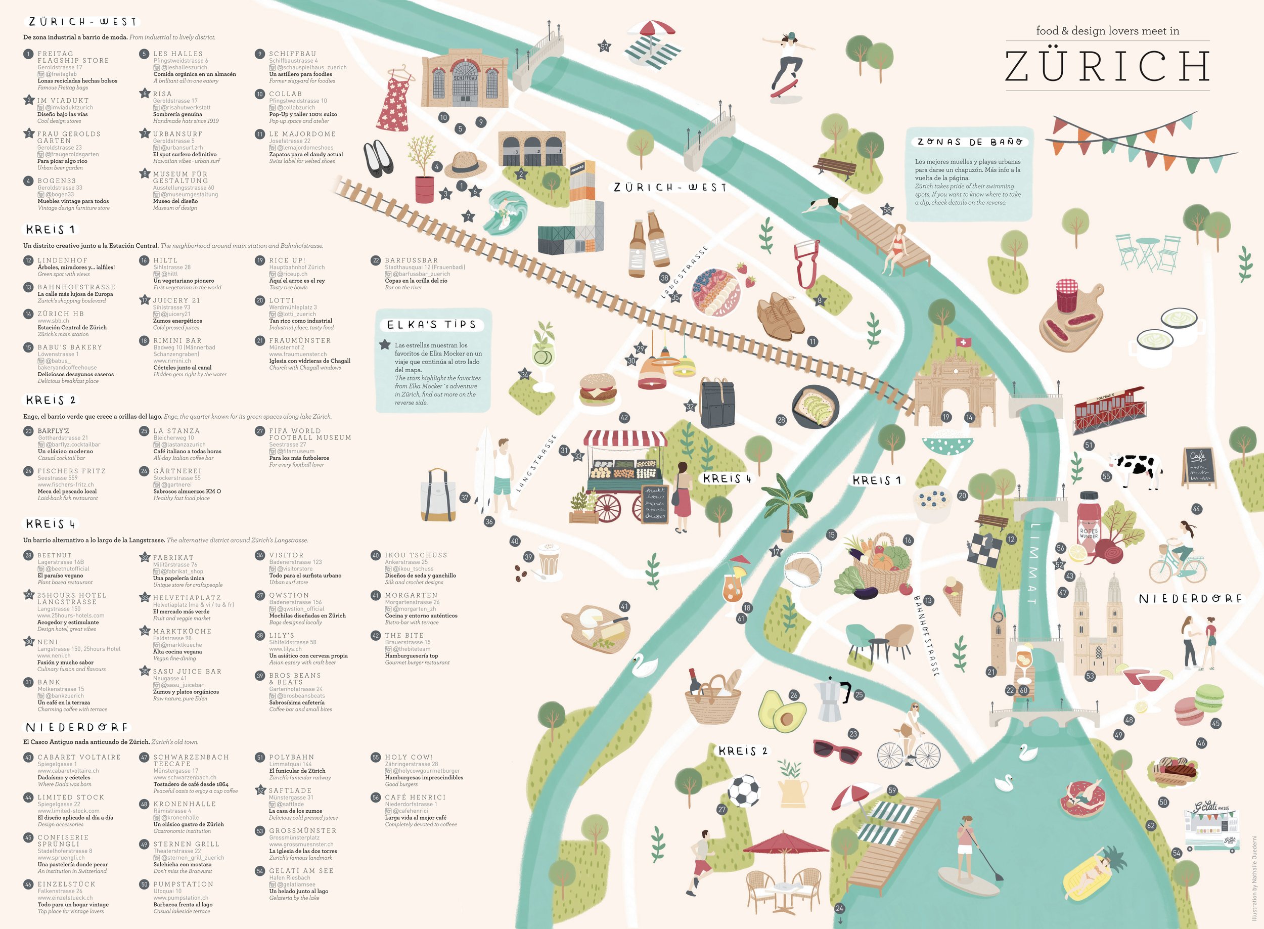 Illustrated map of Zurich — Nathalie Ouederni Illustration, Design