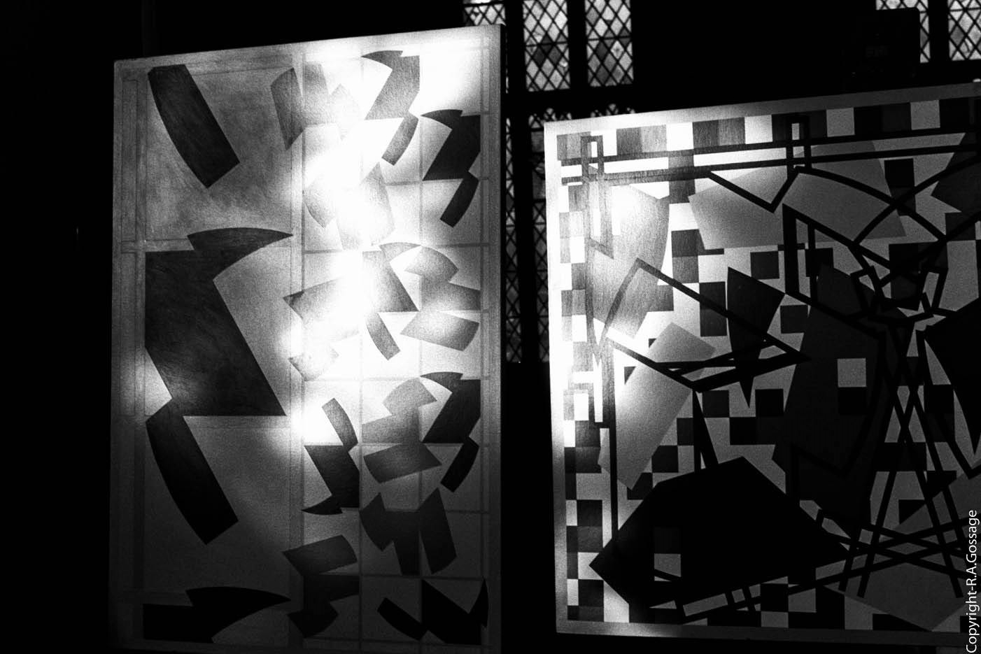 Heroic Geometry #16 and Par Avion (Air Mail) by John Howlin, Photo courtesy of Robert Gossage