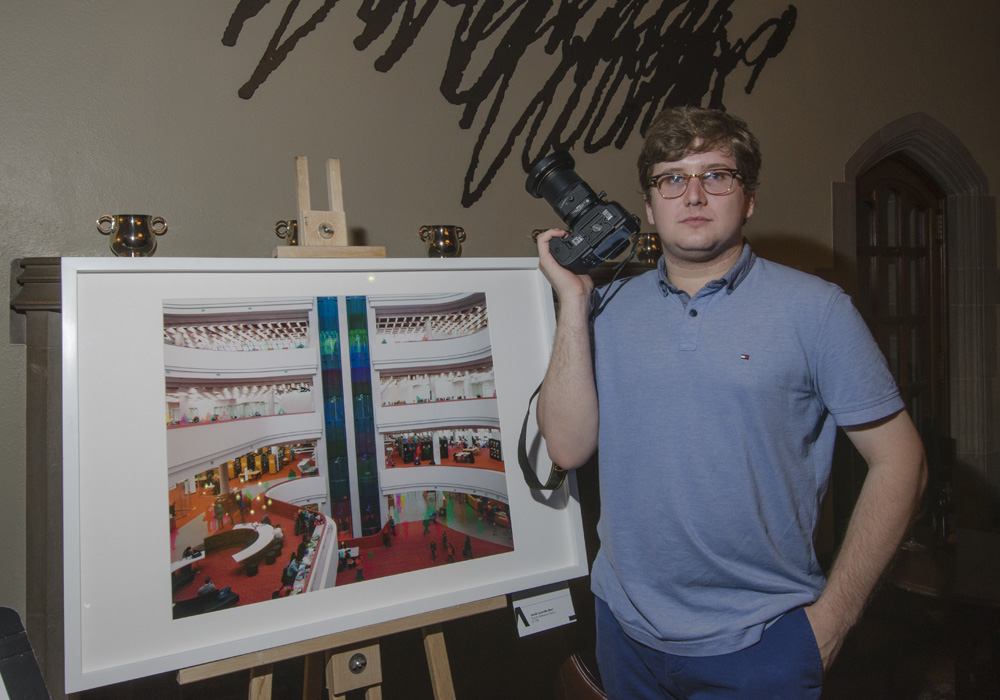 The ever so lovely Jacob Louvelle-Burt with his photograph of the Toronto Reference Library 