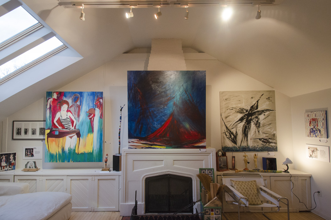 The painting 'Maiden Flight' to the right of the mantle