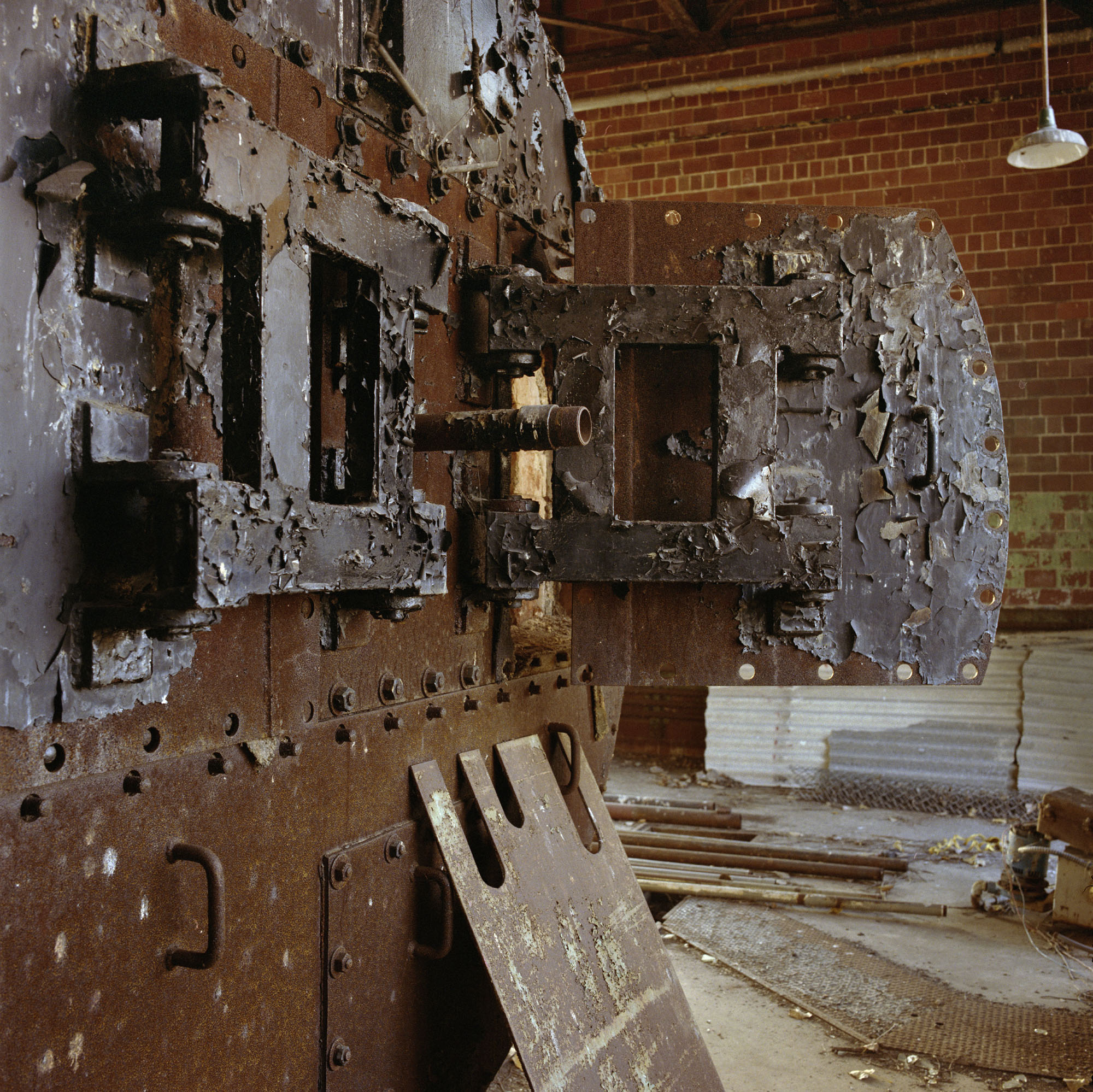 Furnace building, with light, October 10, 1996