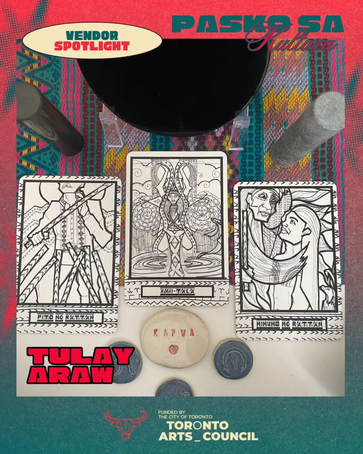 Meet Tulay Araw (@jenmaramba), bringing a calm and welcoming space for Kapwa-rooted connection through 15 minute oracle and Baybayin readings. They offer handcrafted ritual and culturally rooted items such as prayer cards, pocket altars, anting-antin