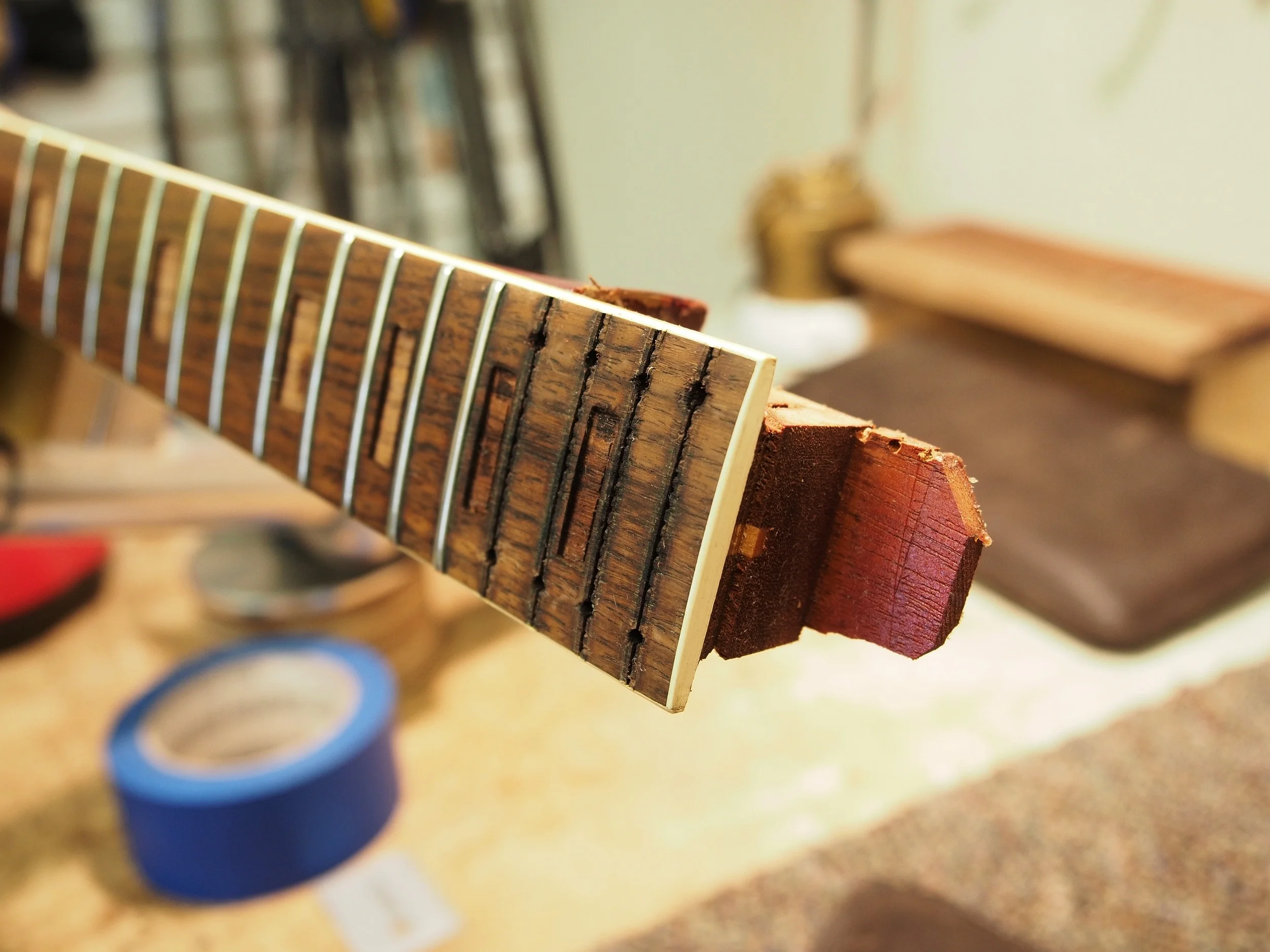 Bingo. That was easy. And I'm not being sarcastic. These can be scary, and every neck-to-body joint behaves differently. I haven't taken off nearly as many 335 necks as I have vintage Martin dovetails, so this one had me a little on edge. It was a very well fitted and solid joint, and I was fully expecting it to give me trouble. Nope. 