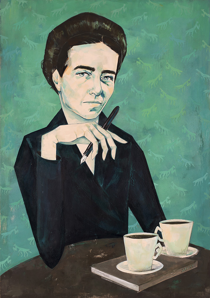 Simone de Beauvior  Gouache & Acrylic on Panel  20x30