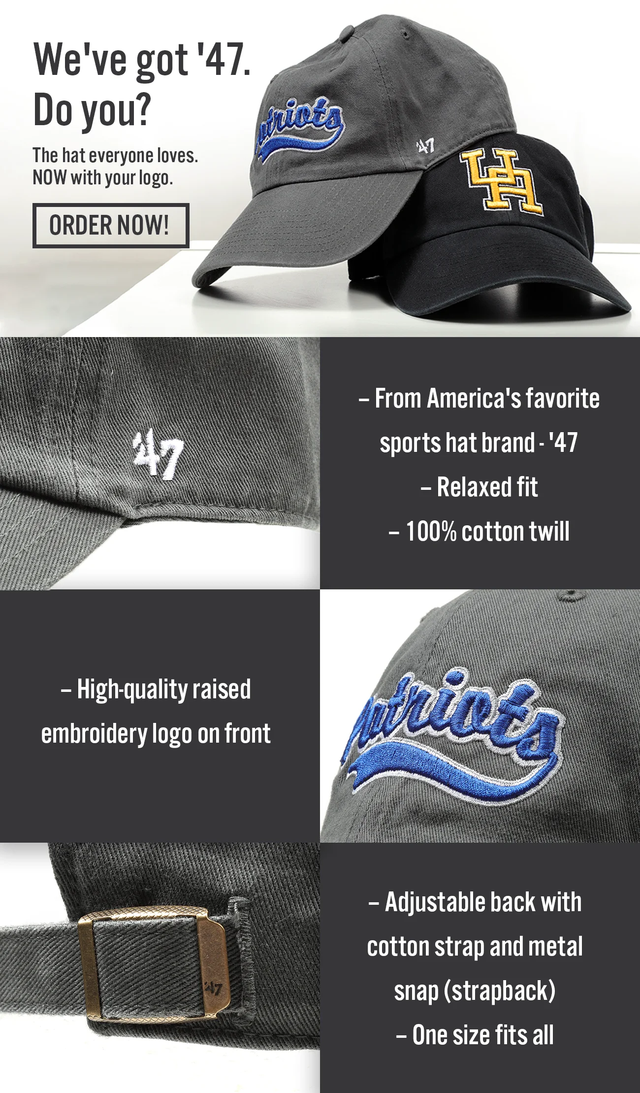 Email designed for Ares Sportswear advertising ‘47 brand hats.