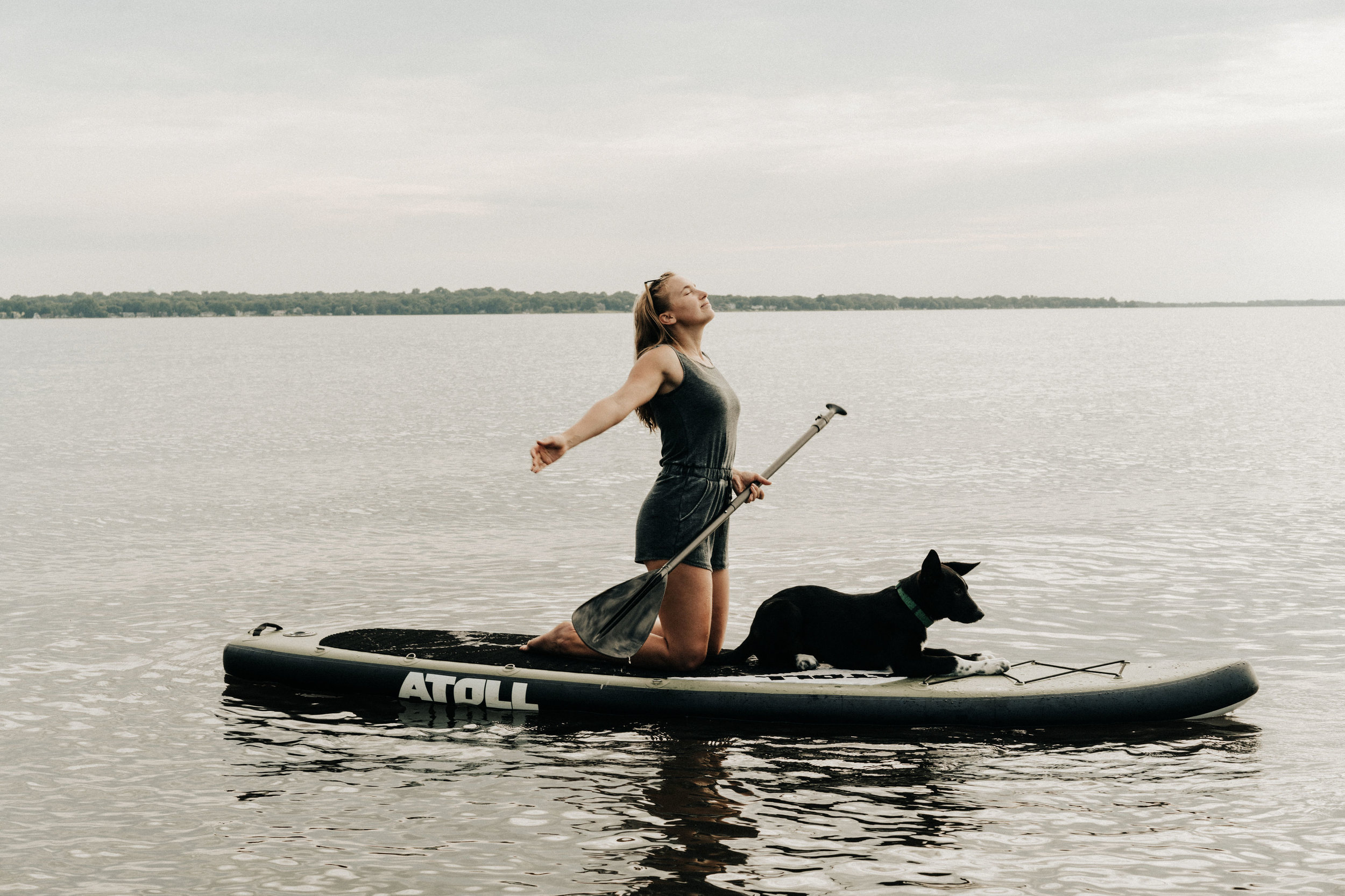 Atoll iSUP Paddle Board girl and dog