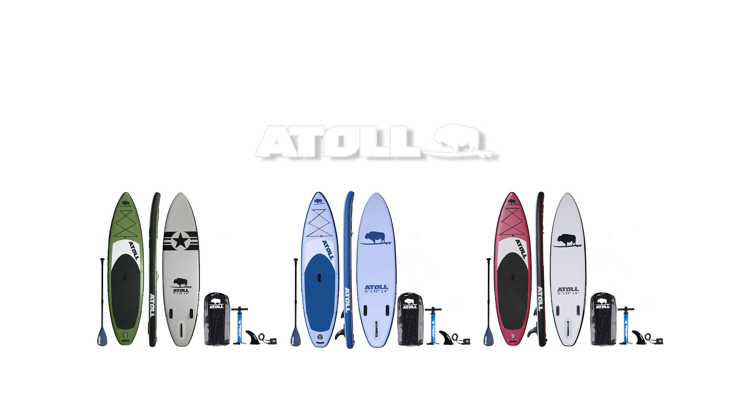 All Colors of Atoll inflatable paddle boards