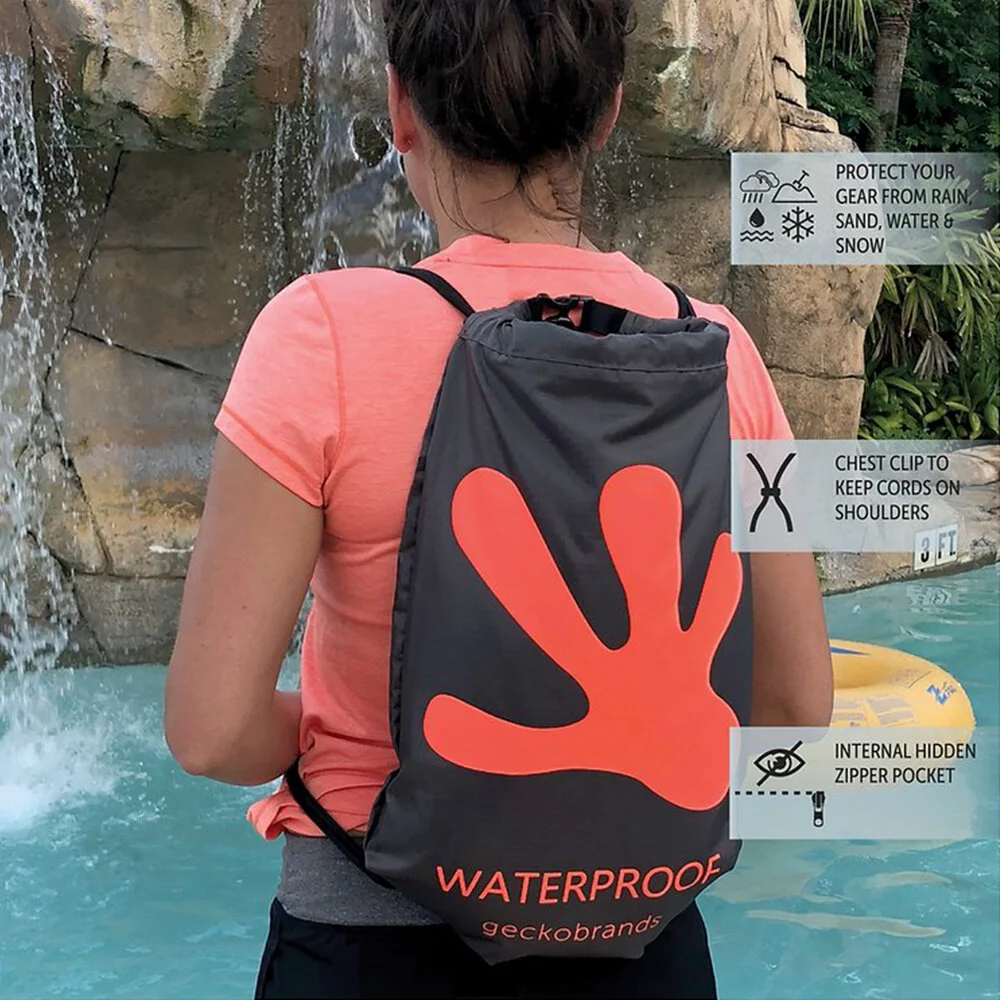 geckobrands waterproof drawstring 2.0 backpack