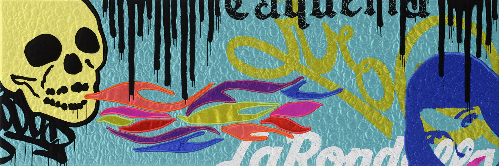 En Fuego, 12" x 36", Silk and Cotton Quilt, ©2015