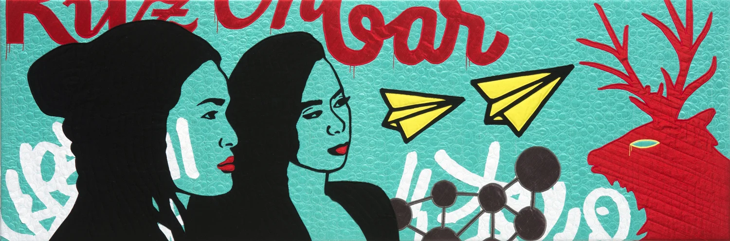 Paper Planes, Silk and Cotton Quilt, 20" x 60" ©2016