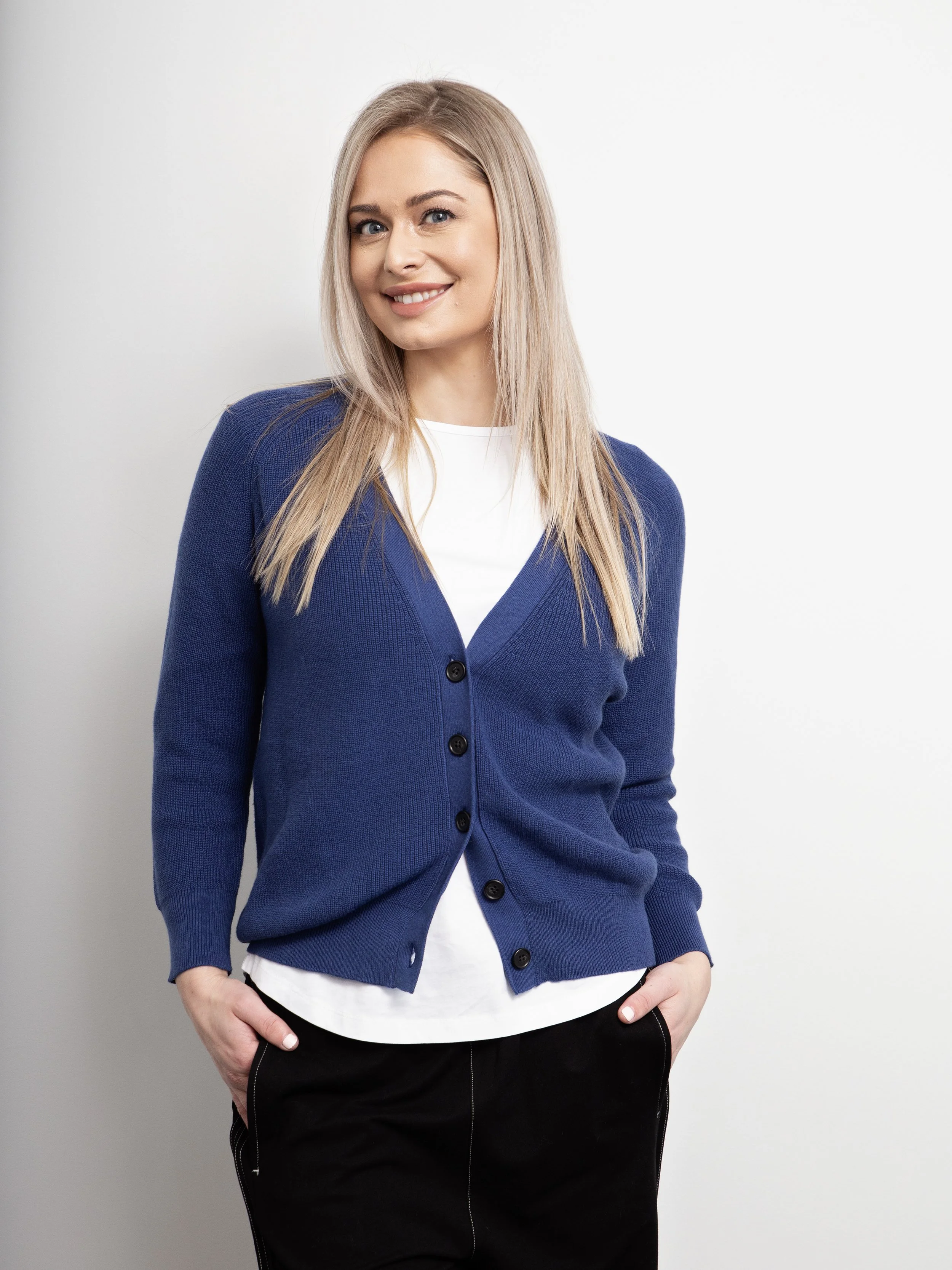 White On Black V Front Cardigan