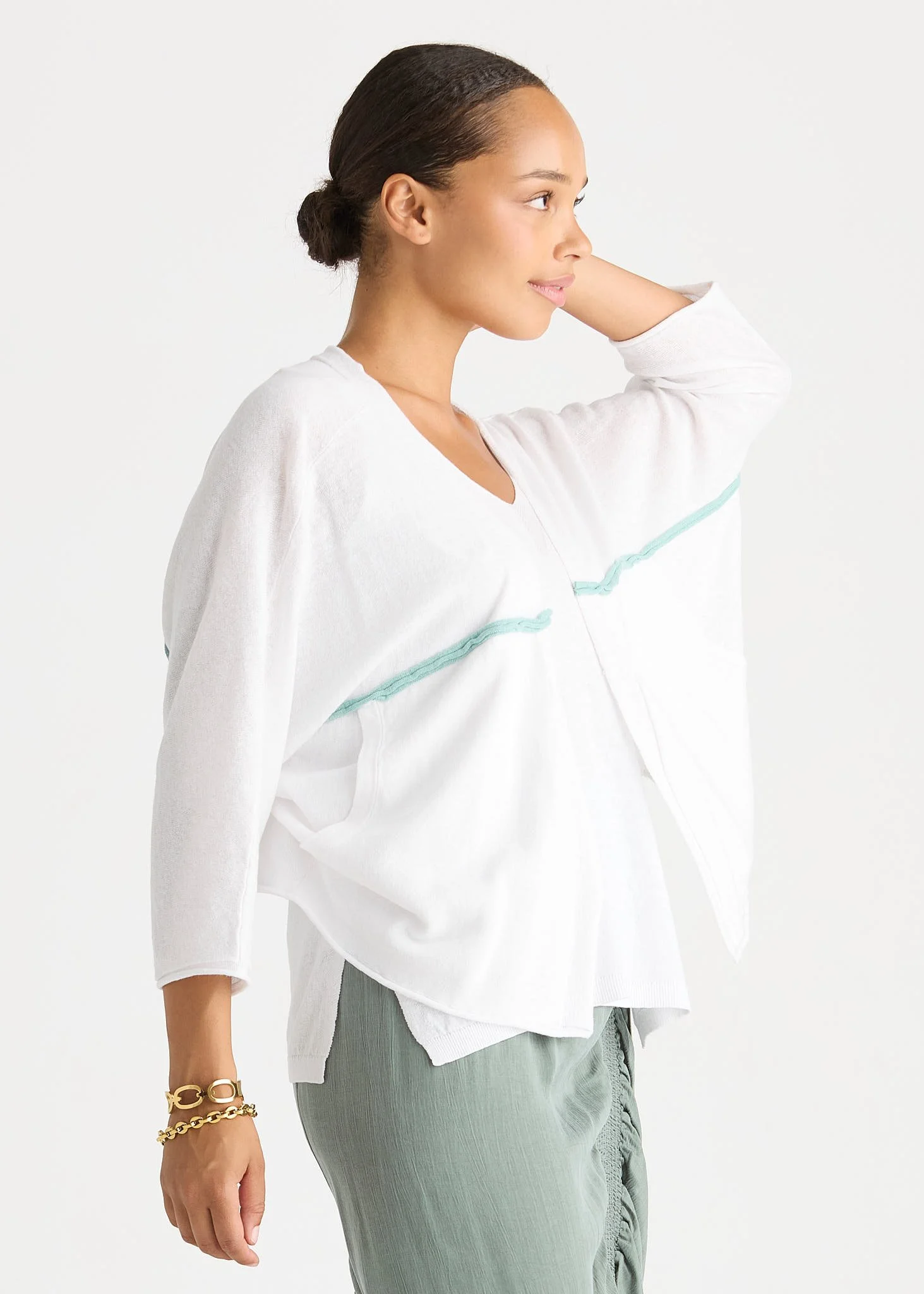 LC8862 WHITE Offset Cardi