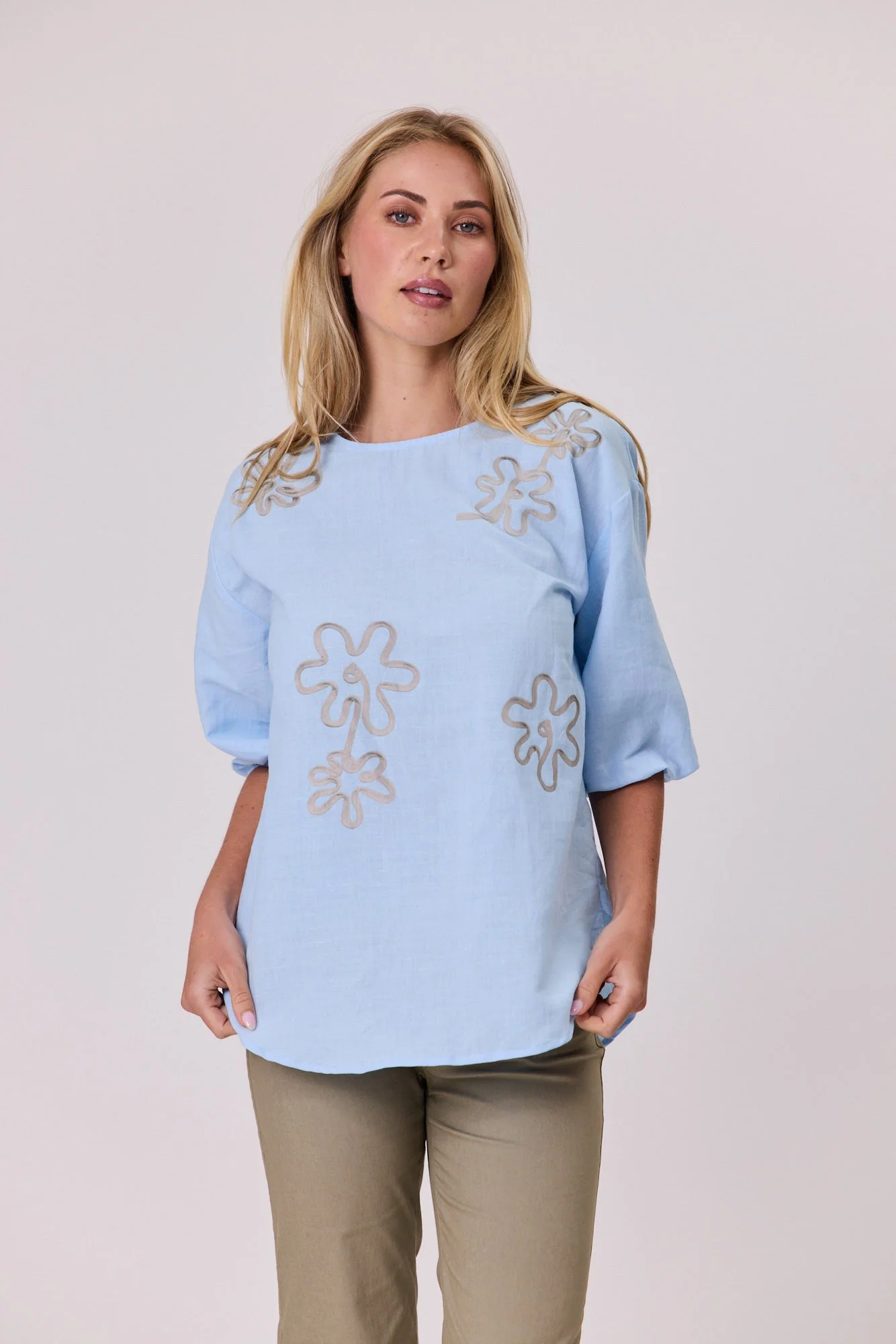 Classified Printed Linen Top