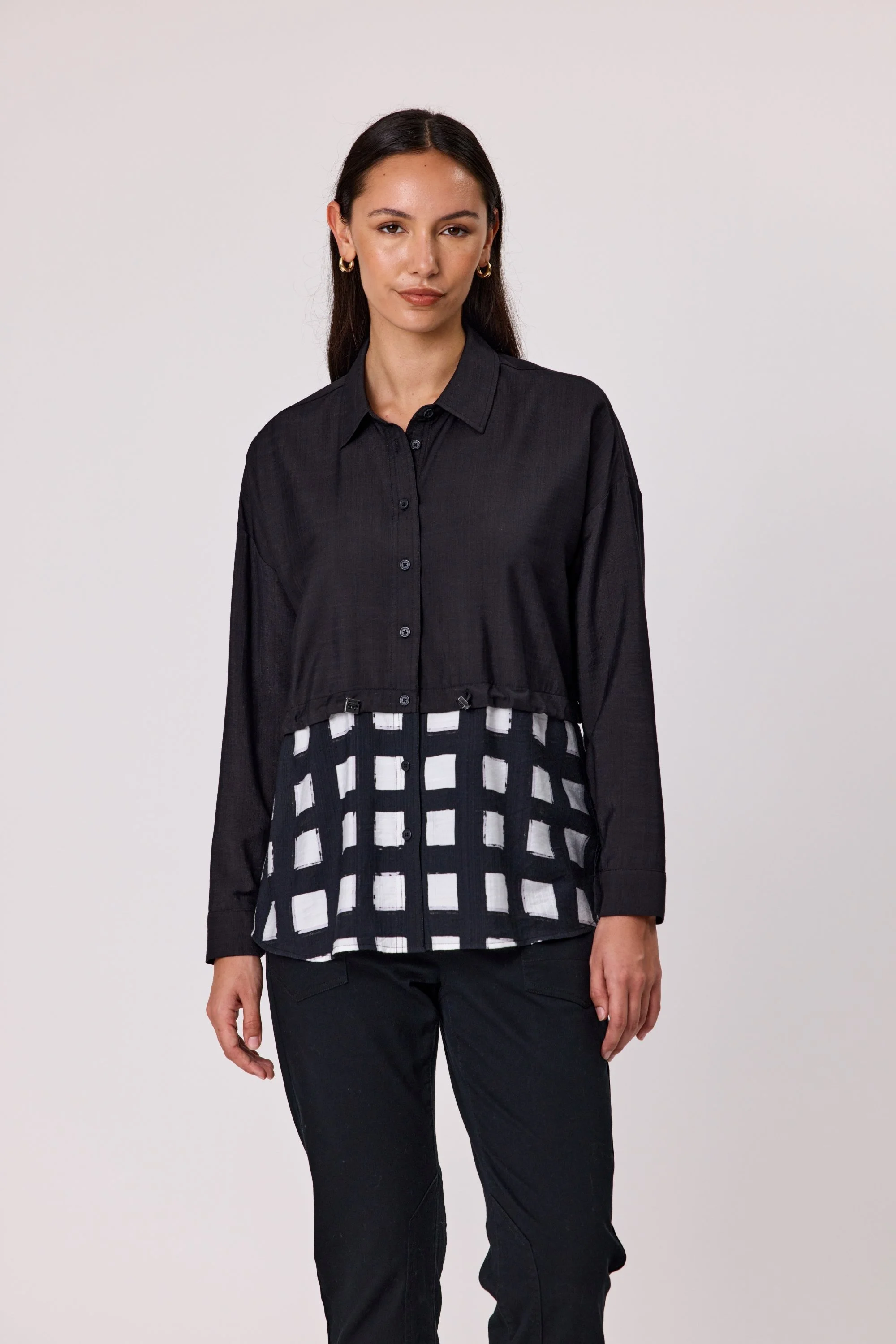 Duo Frame Mixed Panel Shirt