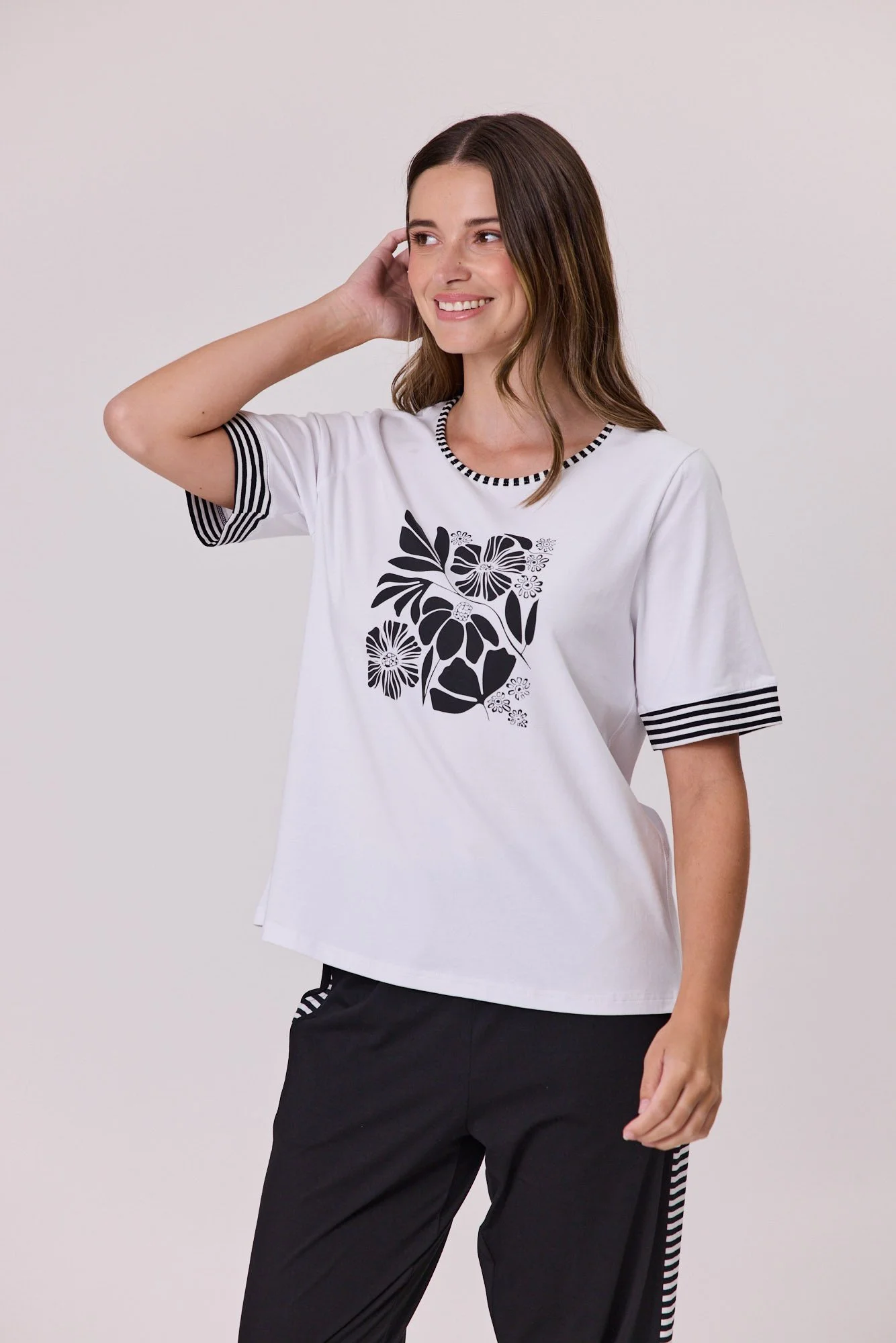 Democracy Side Stripe Trim Tee