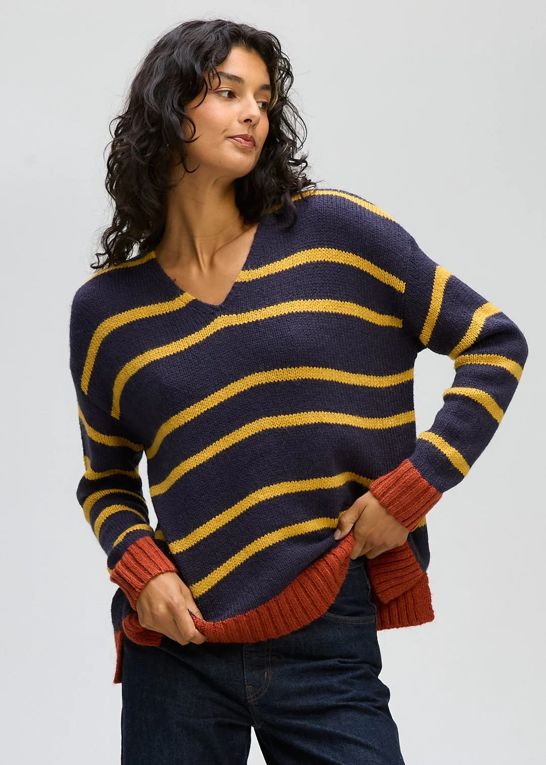 LD + Co Cozy Stripe V Neck Jumper