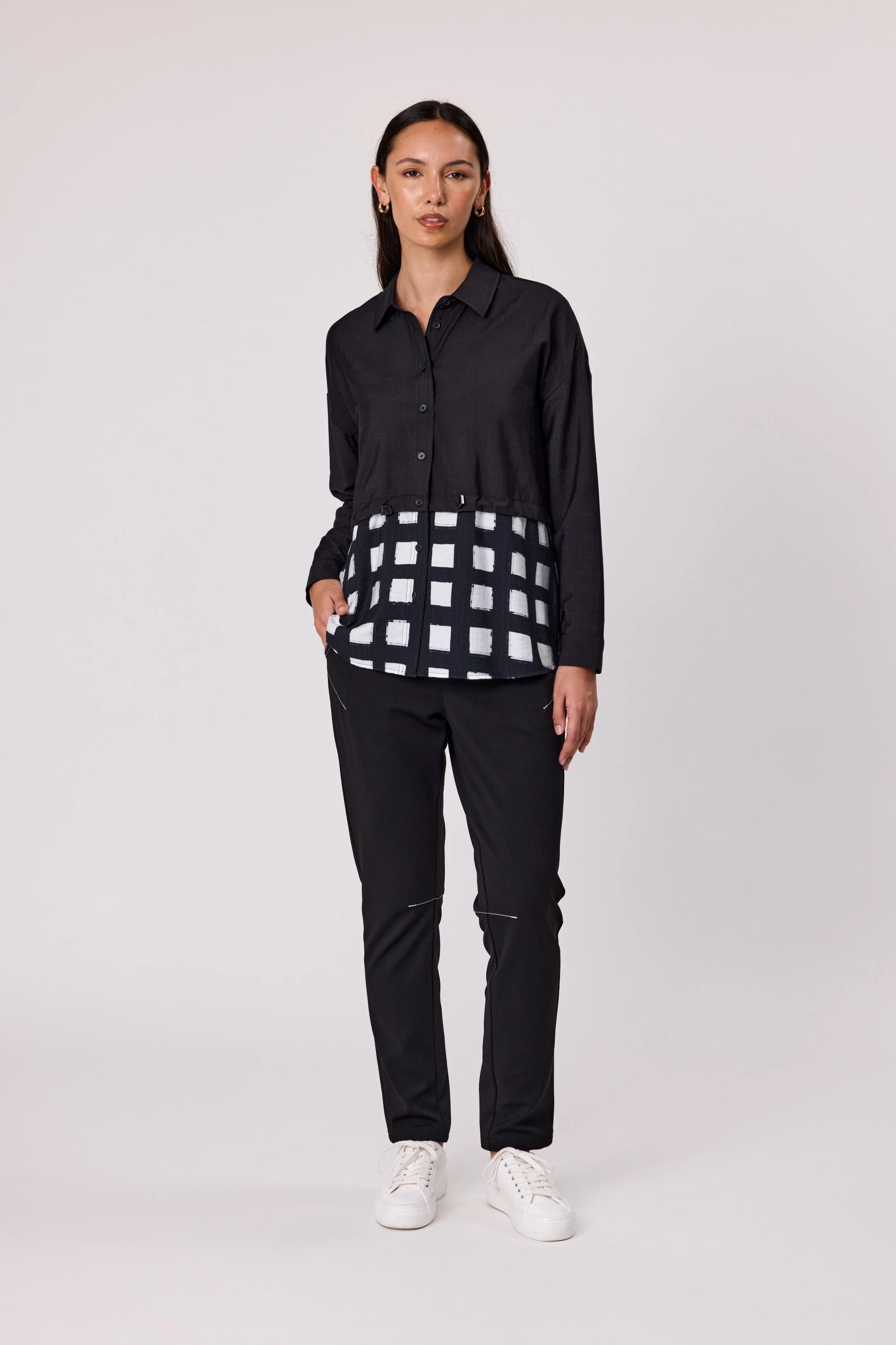 Duo Frame Mixed Panel Shirt