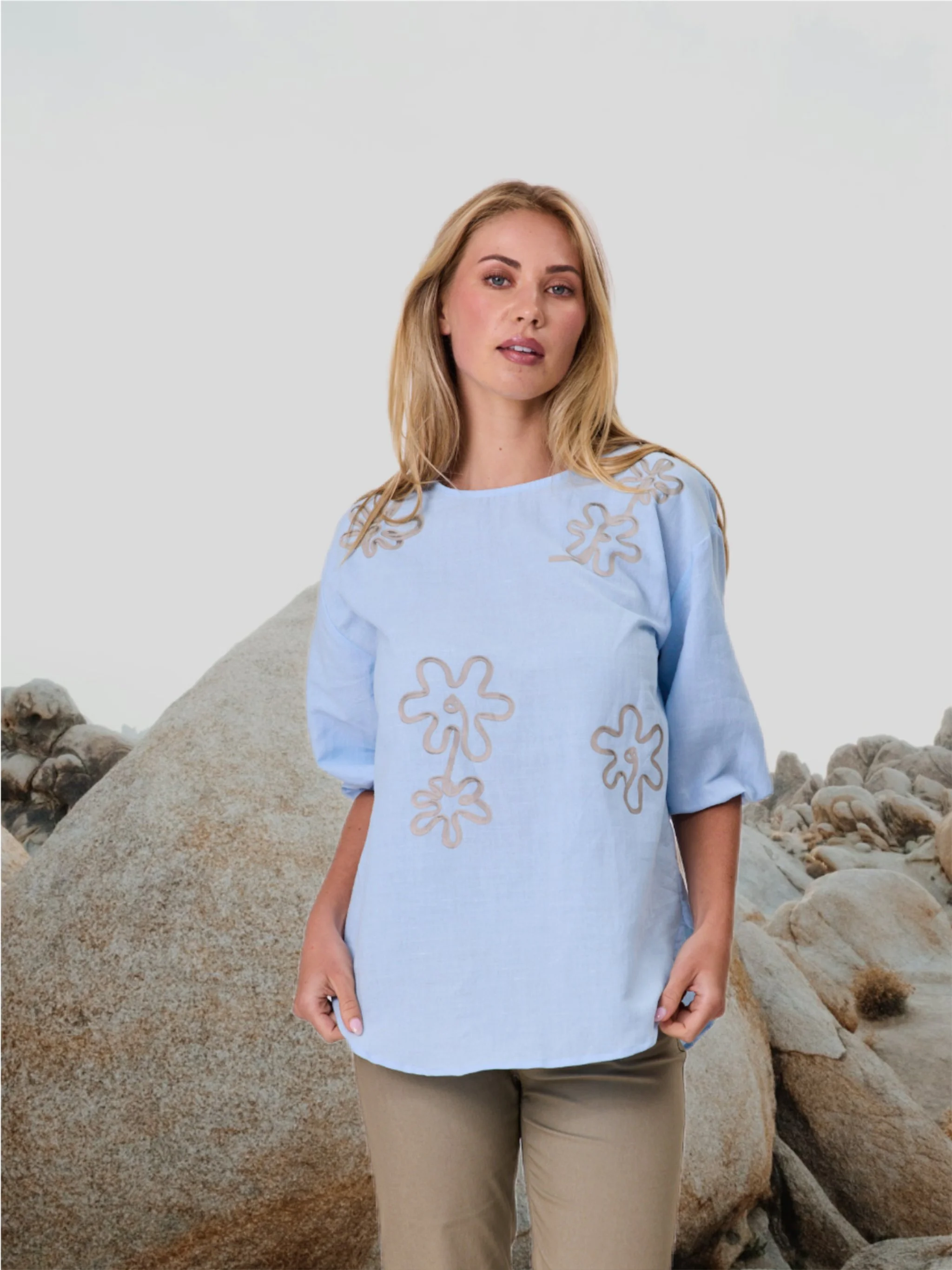 Classified Printed Linen Top