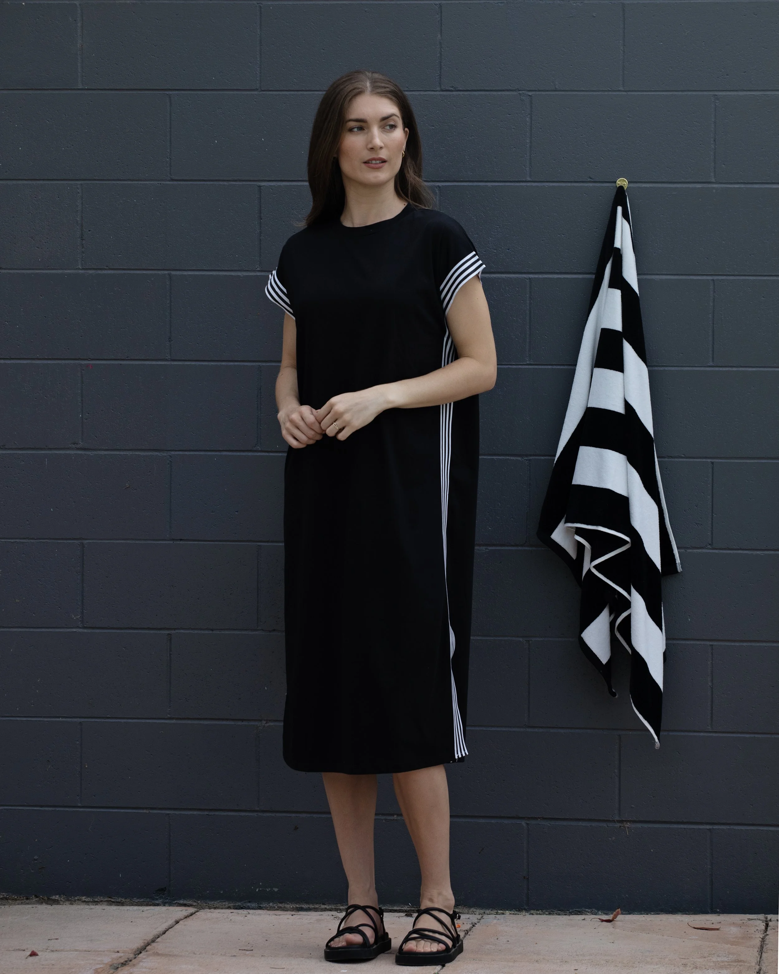 White On Black Tape Dress