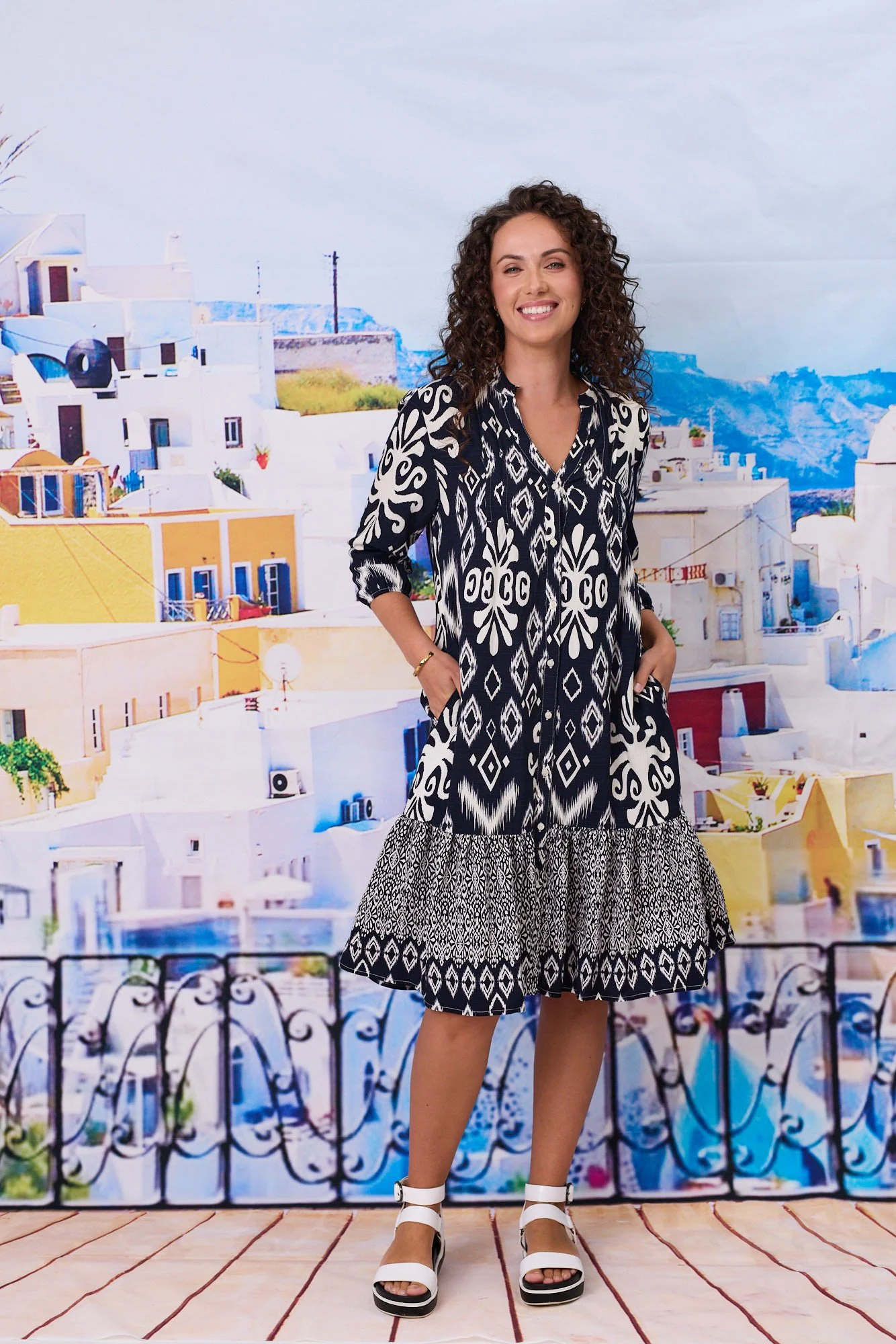 Classified Madrid Pleat Front Tiered Dress