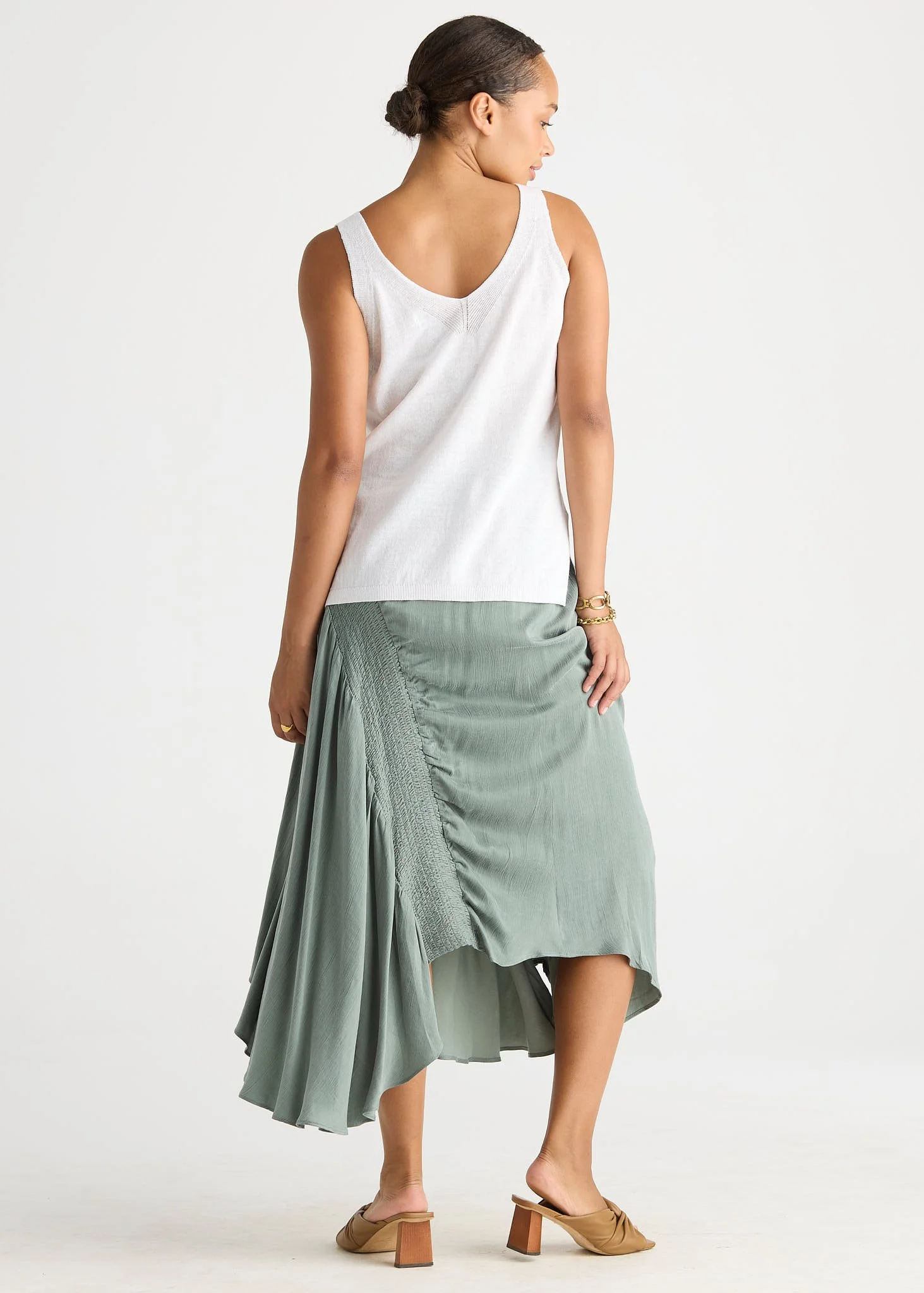 LC8863 WHITE Linen Tank