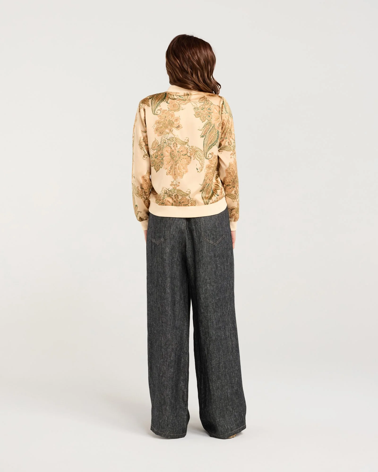 Blackstone Ivanka Satin Print Bomber