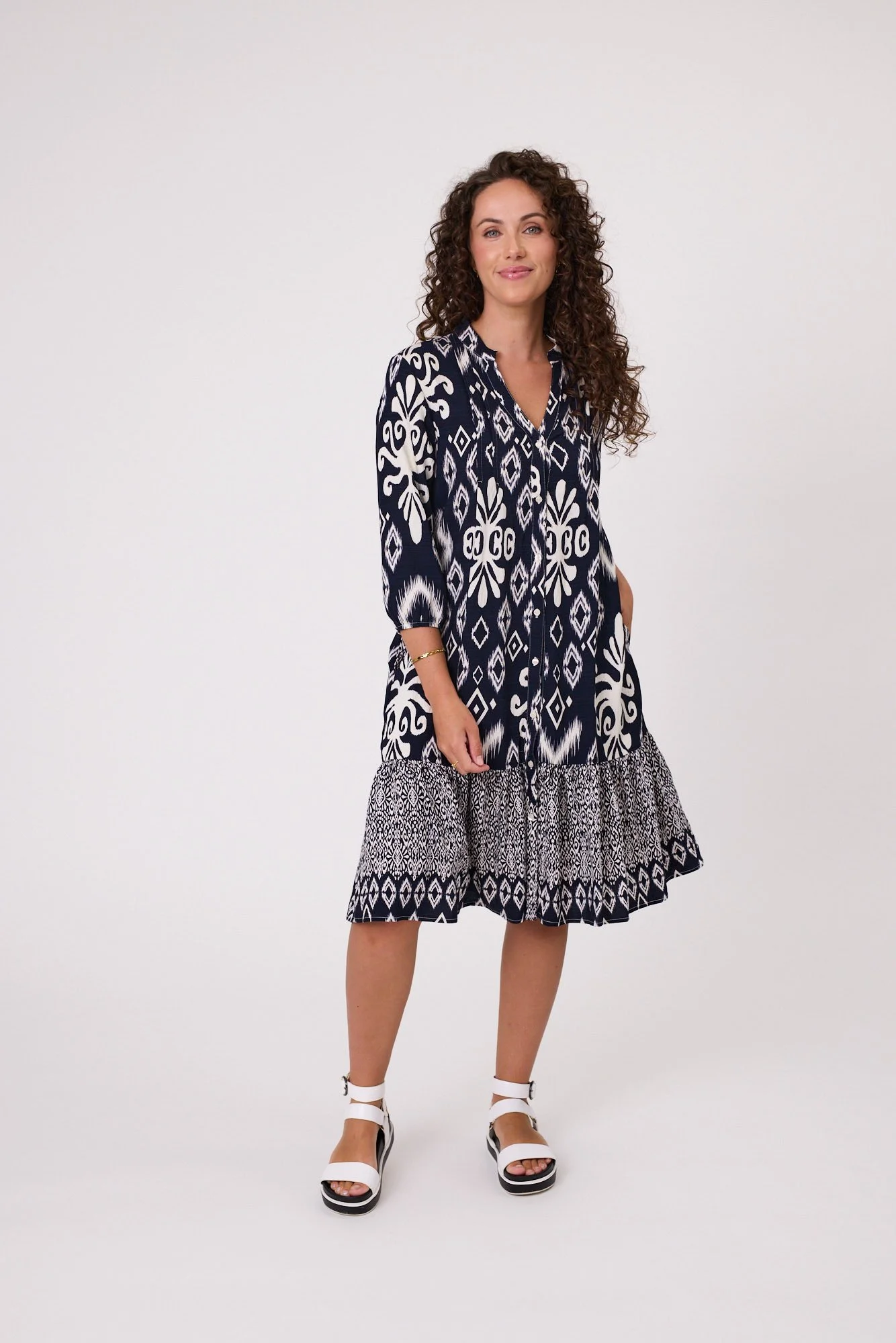 Classified Madrid Pleat Front Tiered Dress