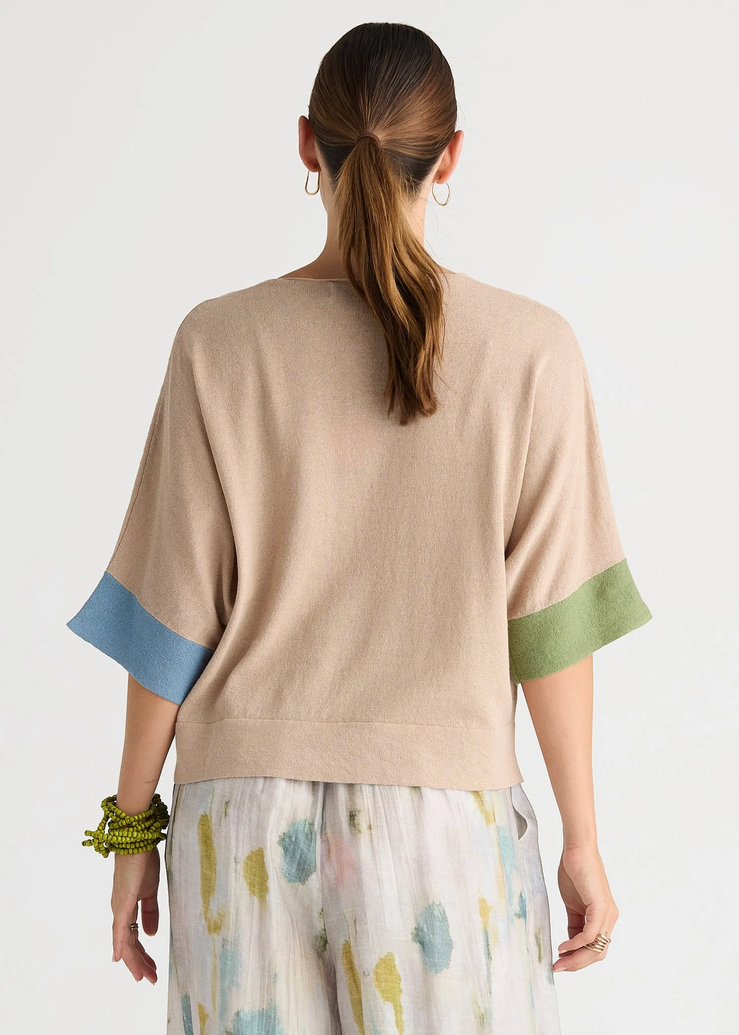 LC8861 NATURAL Contrast Cuff Top