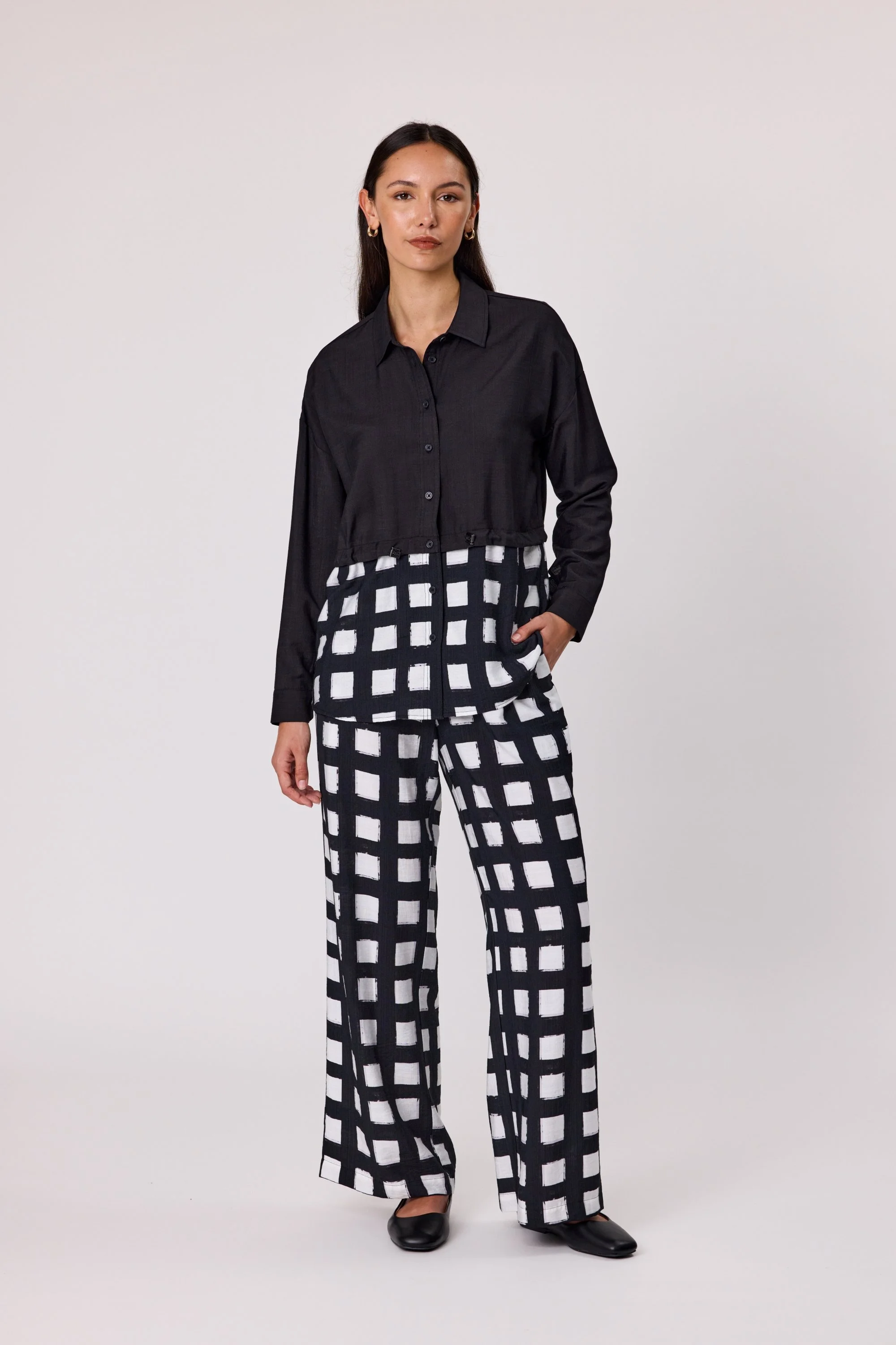 Duo Frame Mixed Panel Shirt