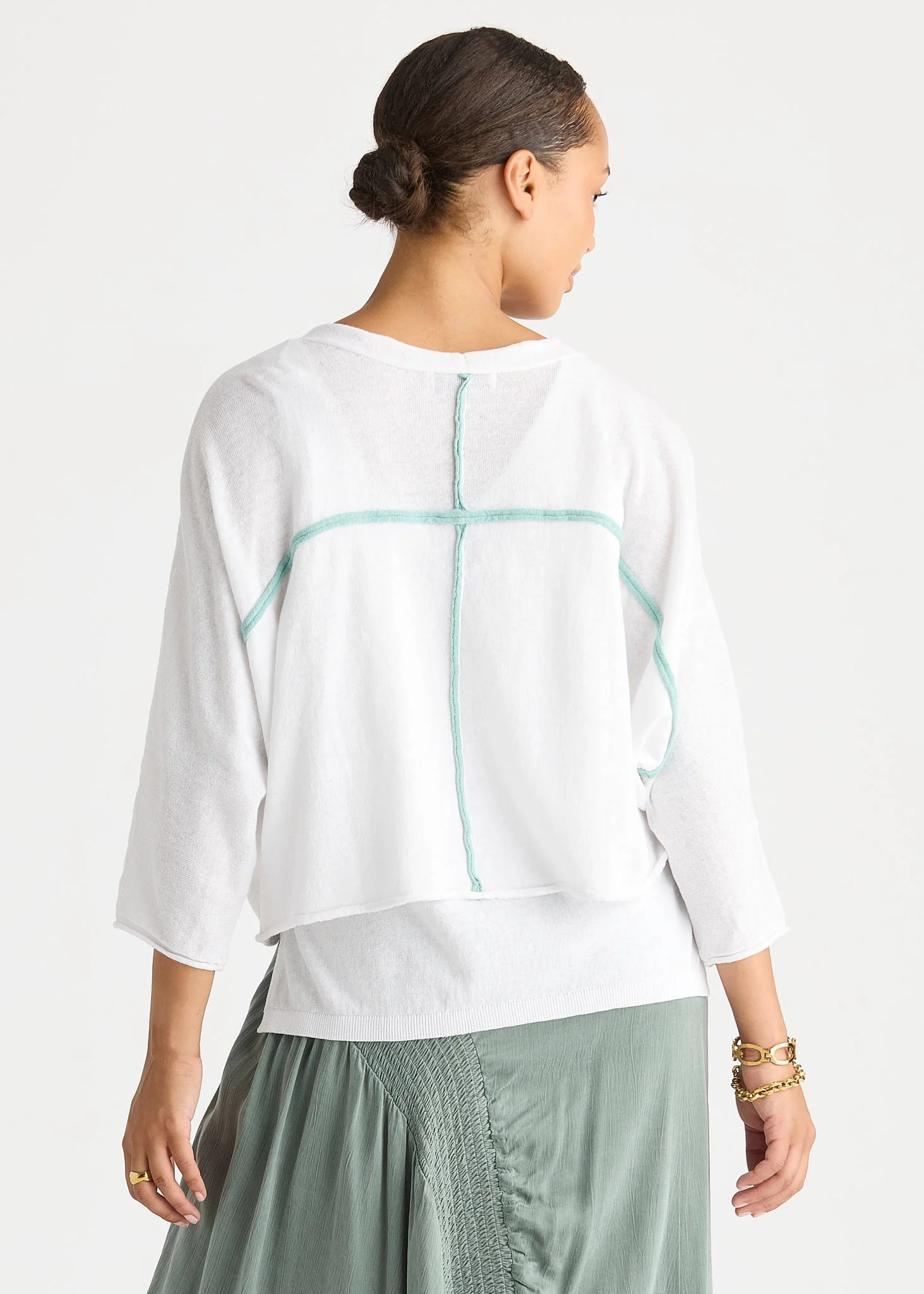 LC8862 WHITE Offset Cardi