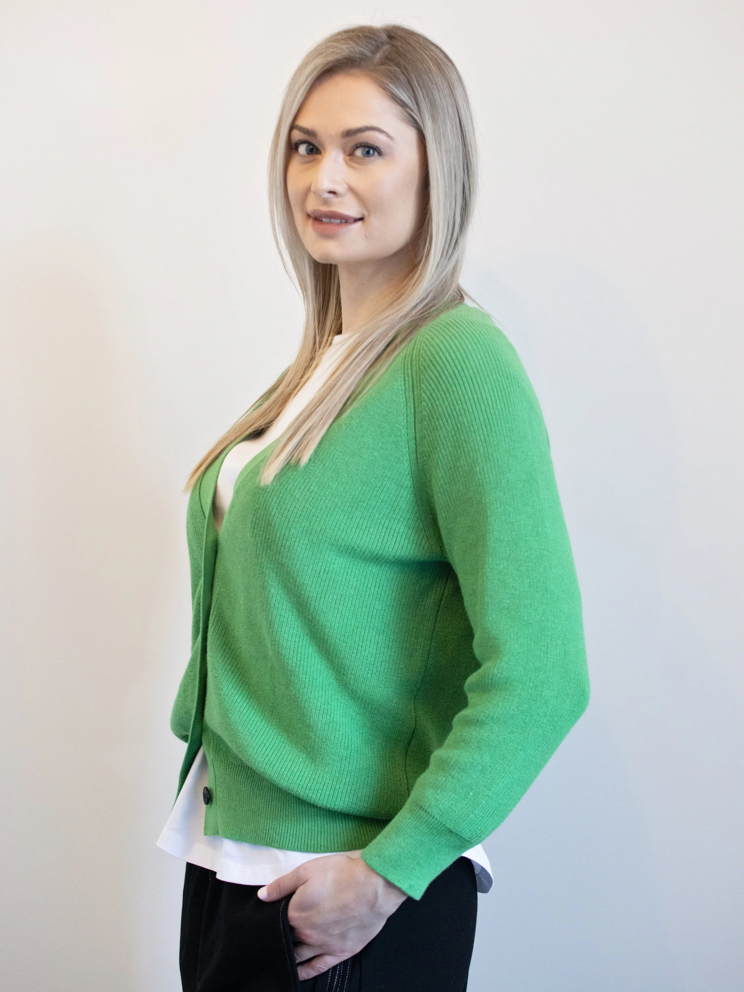 White On Black V Front Cardigan