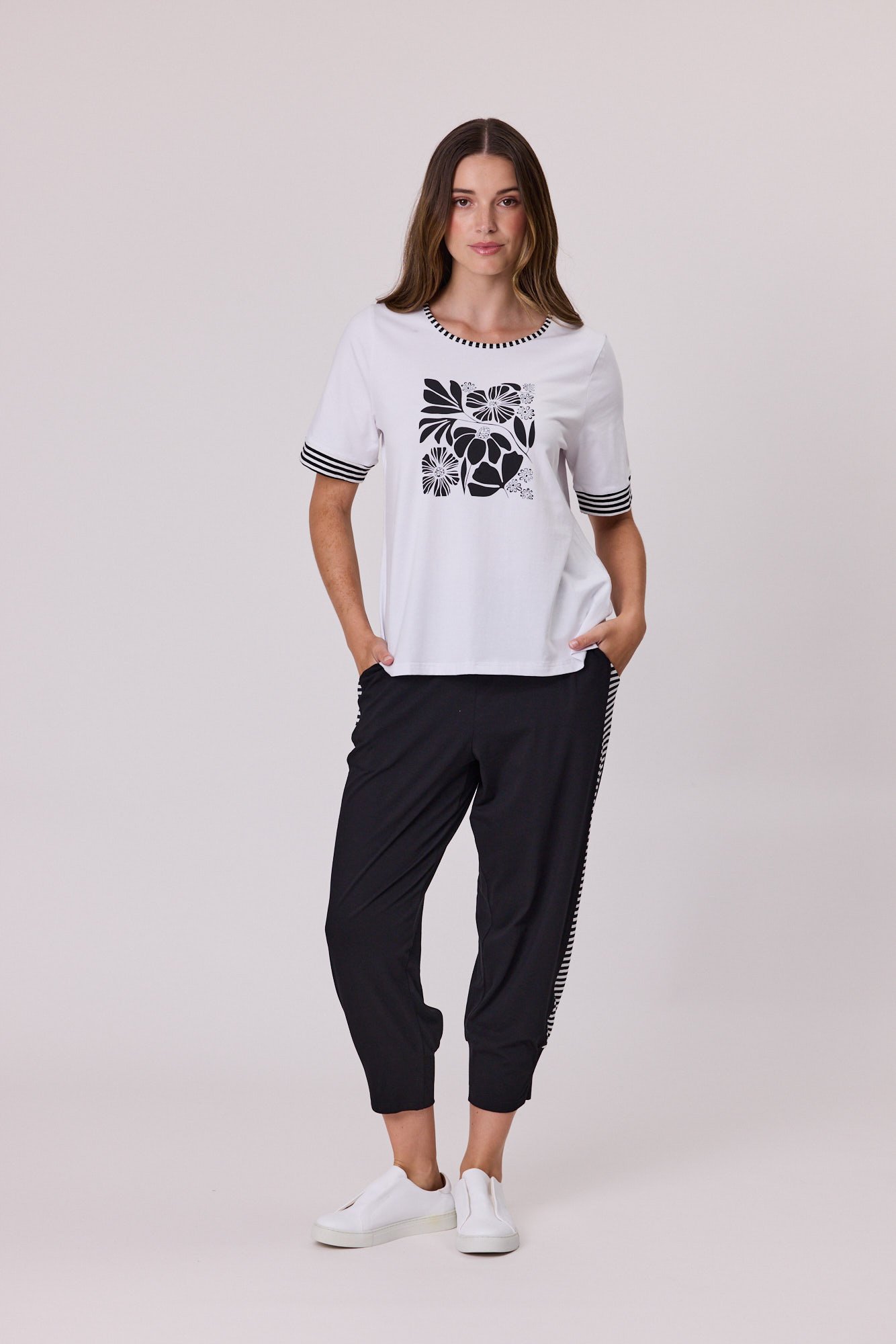 Democracy Side Stripe Trim Tee