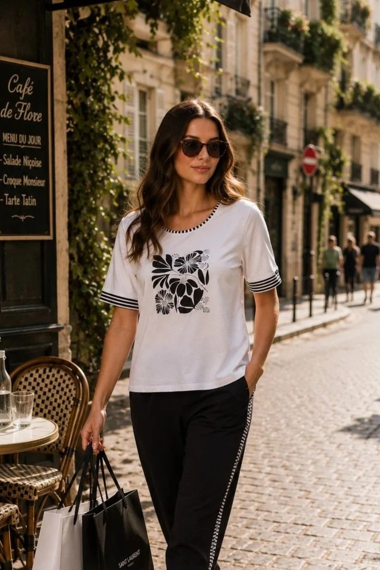 Democracy Stripe Trim Tee