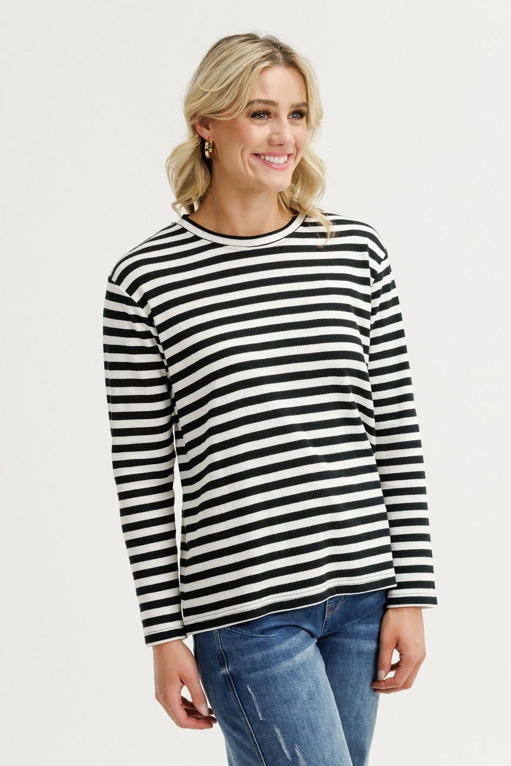 Long Sleeve Chris Tee - Black, White Waffle Stripes (9).jpg