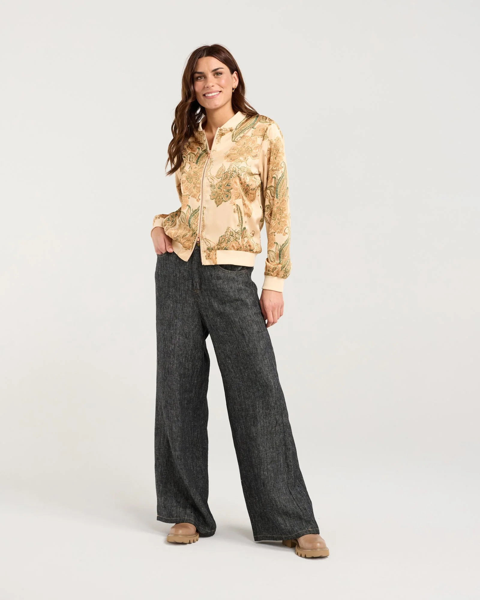 Blackstone Ivanka Satin Print Bomber