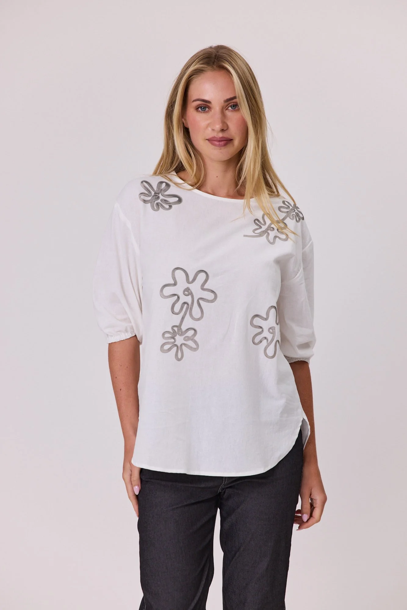Classified Printed Linen Top