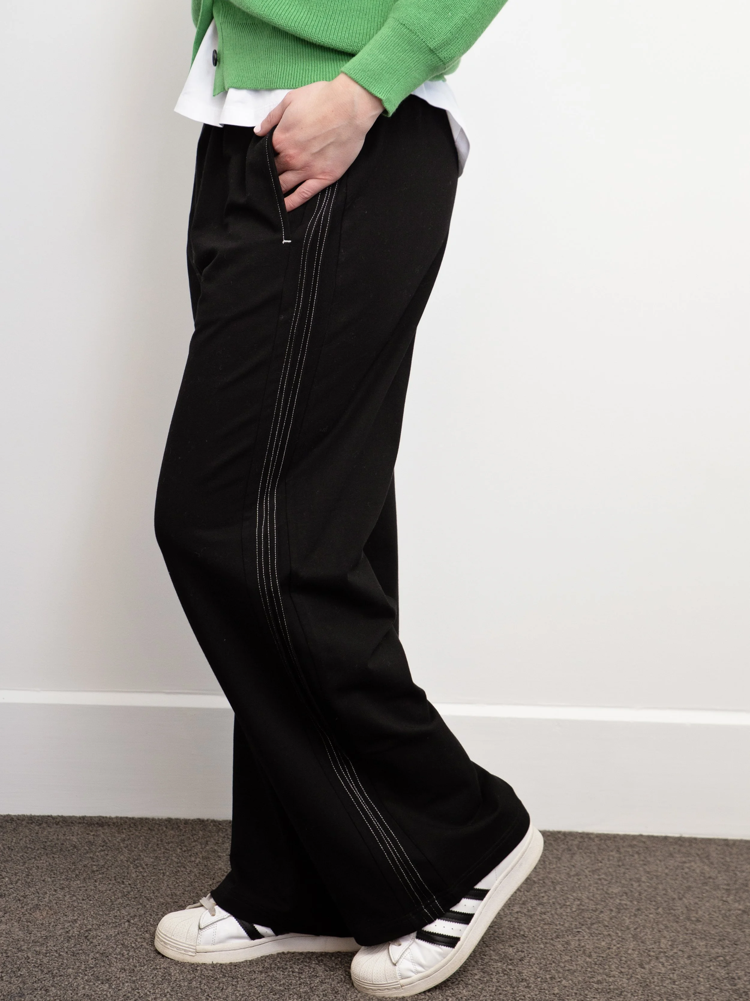 White On Black Wide Leg Pant