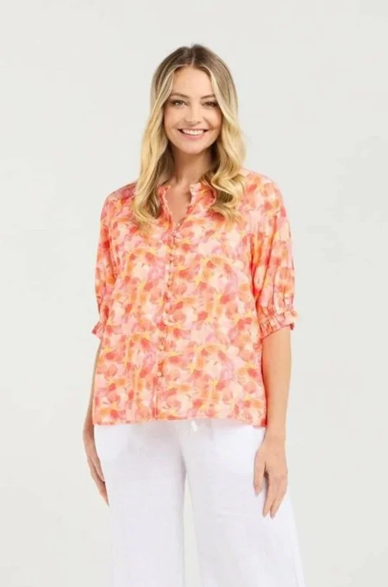 Blackstone Annabelle Button Front Frill Top