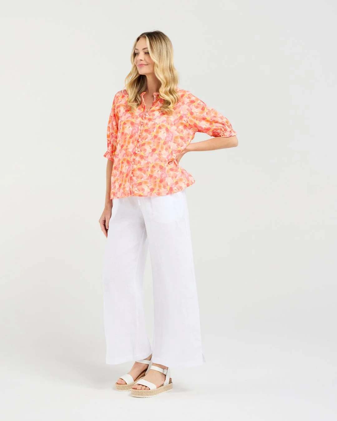 Blackstone Annabelle Button Front Frill Top