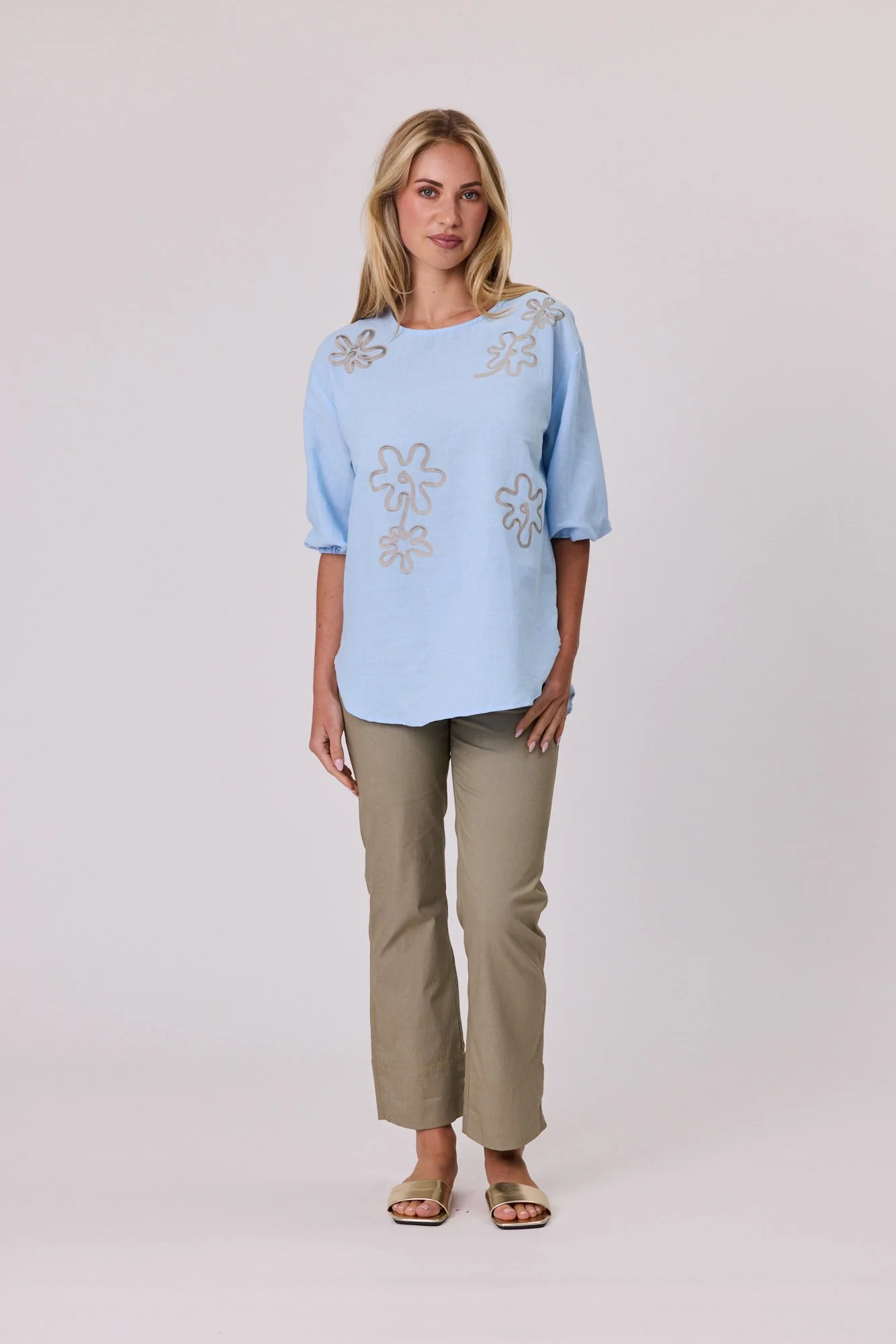 Classified Printed Linen Top