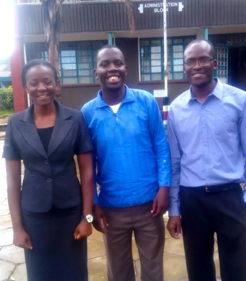 Drs. Annette Busula (Medical Entomologist), Victor Shikuku (Chemist) and Felix Saouma (Physicist) from Kaimosi Friends University in Kenya.