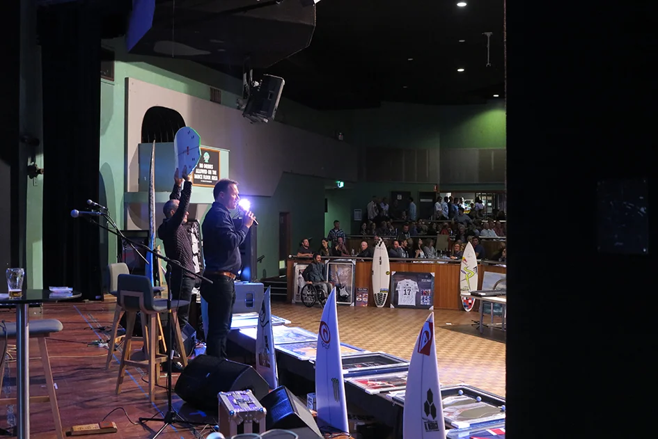 Tommy presenting a retro dream boat shaped by Mark Richards with the iconic T.C spray