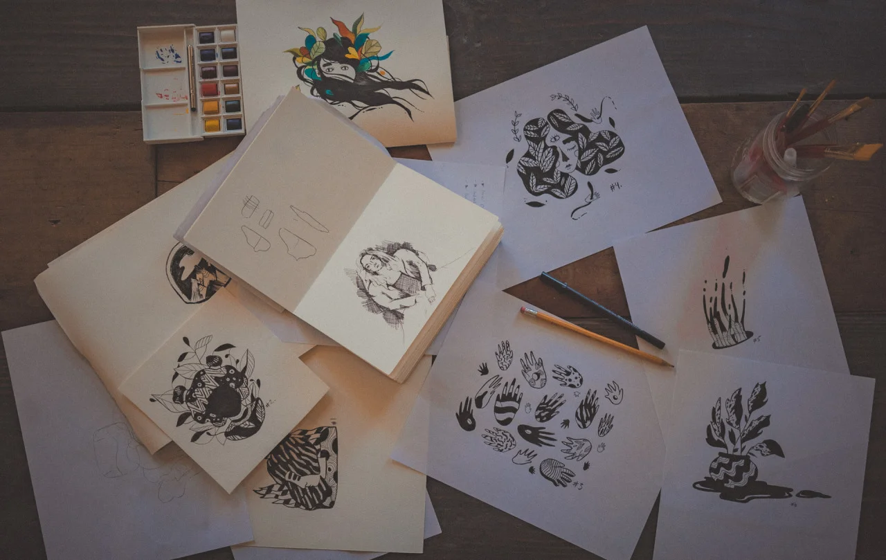    3. What’s your favourite tool to work with?        I like working on my computer and usually paint straight into photoshop. If I feel like mixing it up I like drawing in ink and painting with watercolors and gouache.      4. What motivates you out
