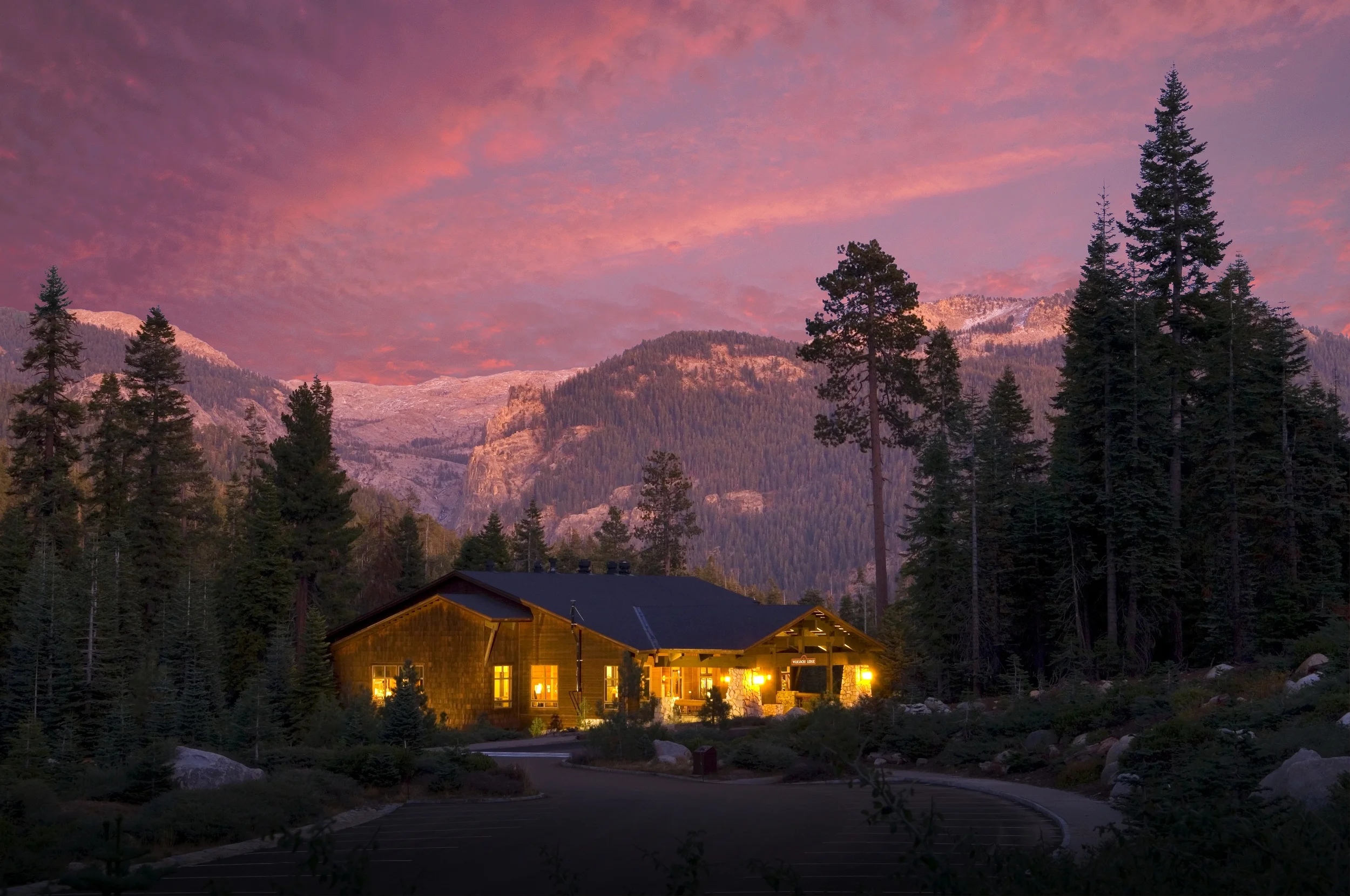 Wuksachi Lodge. If I bought this place I would rename it 'Lodge of Golden Light With Violet Backdrop.' Either that or 'Smitty's Motel'.