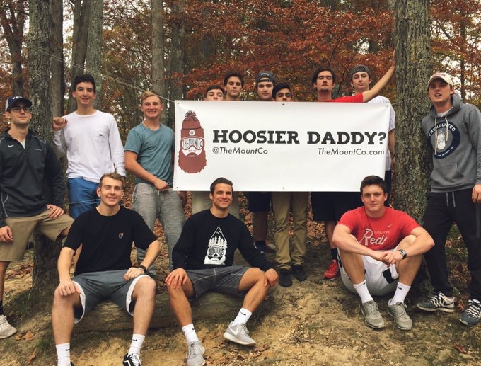 The bearded man, an honorary hoosier in IU 'hoosier daddy' campaign. 