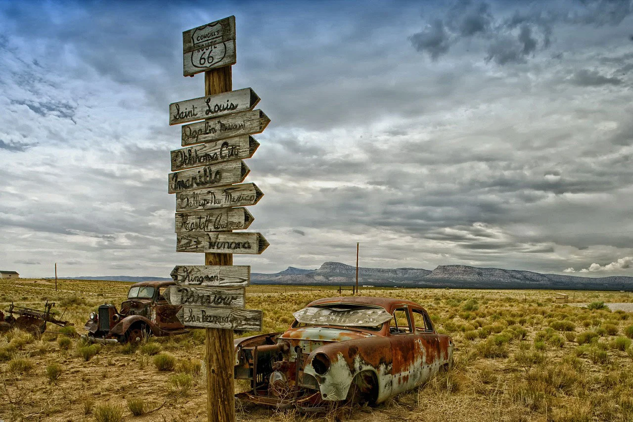 Much of Route 66 is littered with relics of a bygone era. Old rusted out cars are scattered across Texas, New Mexico and Arizona. Original works of art, rusting in the sun. If backseats could talk much of my parents generation would be in trouble.