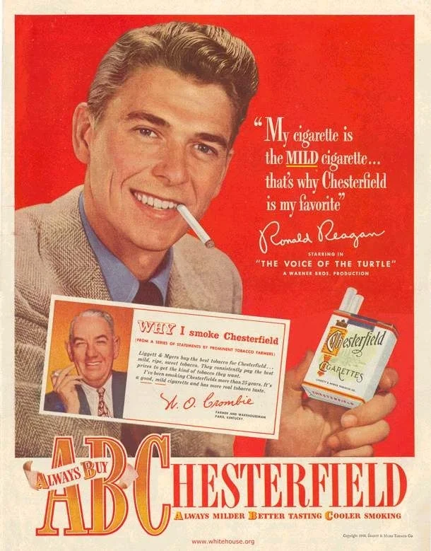 Ronald Reagan before there was a hamburger named for him. When he was still tossing back beers at the 49er and dreaming of one day amounting to something. Handsome devil. Whatever happened to Ronnie?